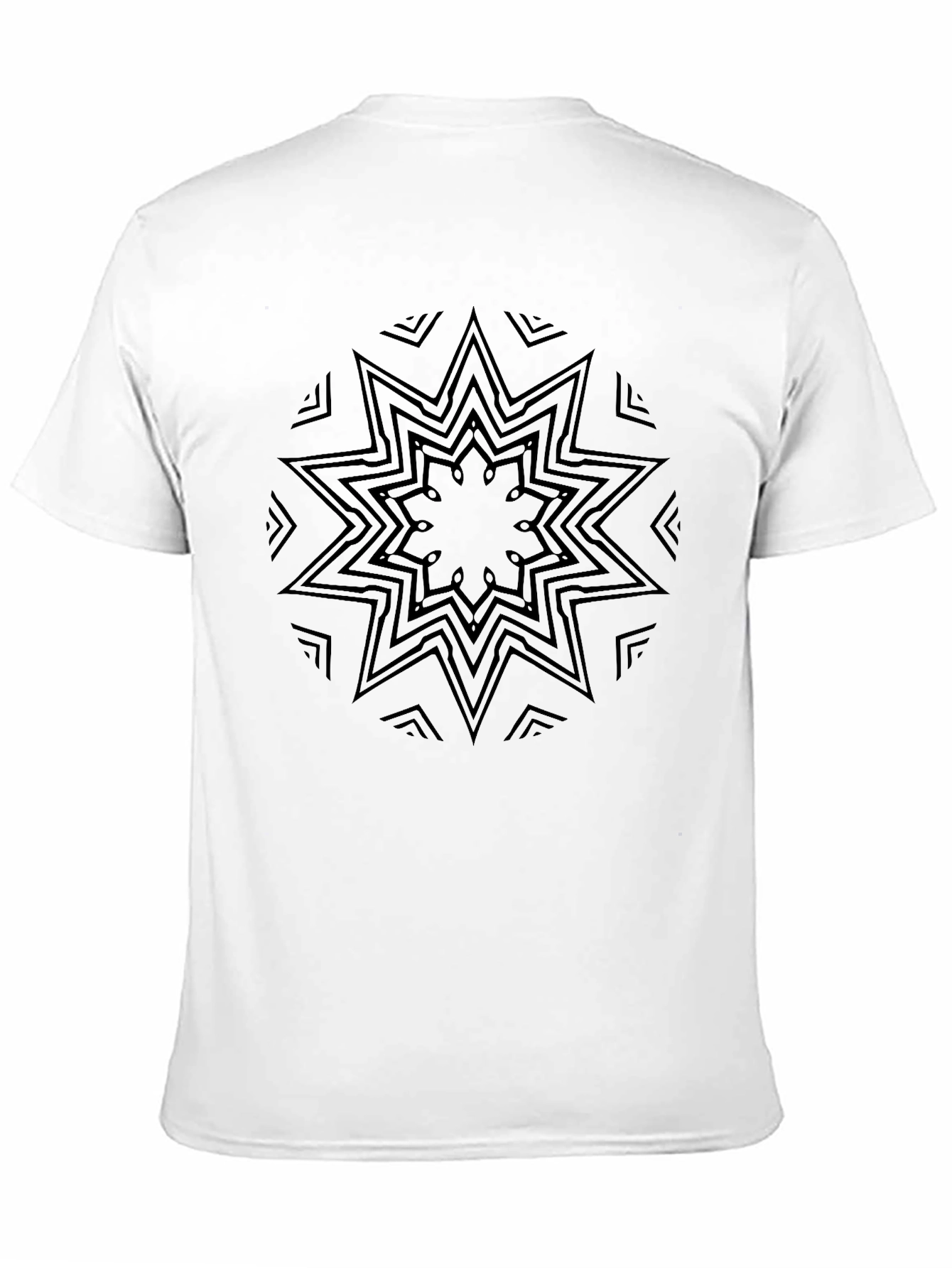 Geometric Star Design Black T-Shirt