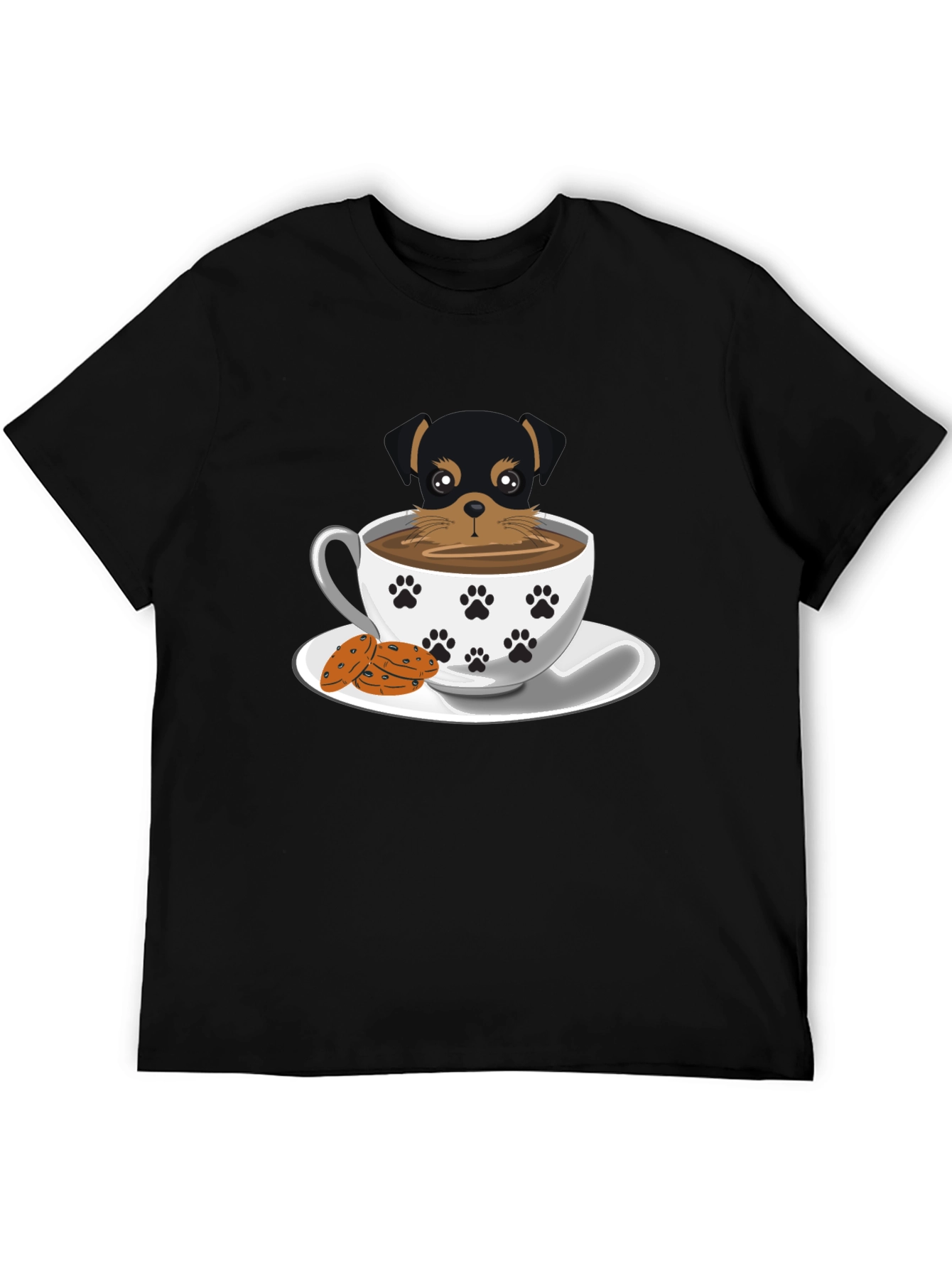 Cute Dog in Cup Tee - Unisex Black T-Shirt
