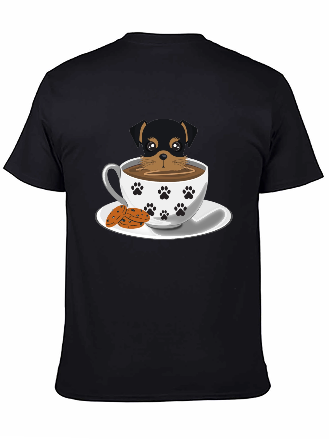 Cute Dog in Cup Tee - Unisex Black T-Shirt