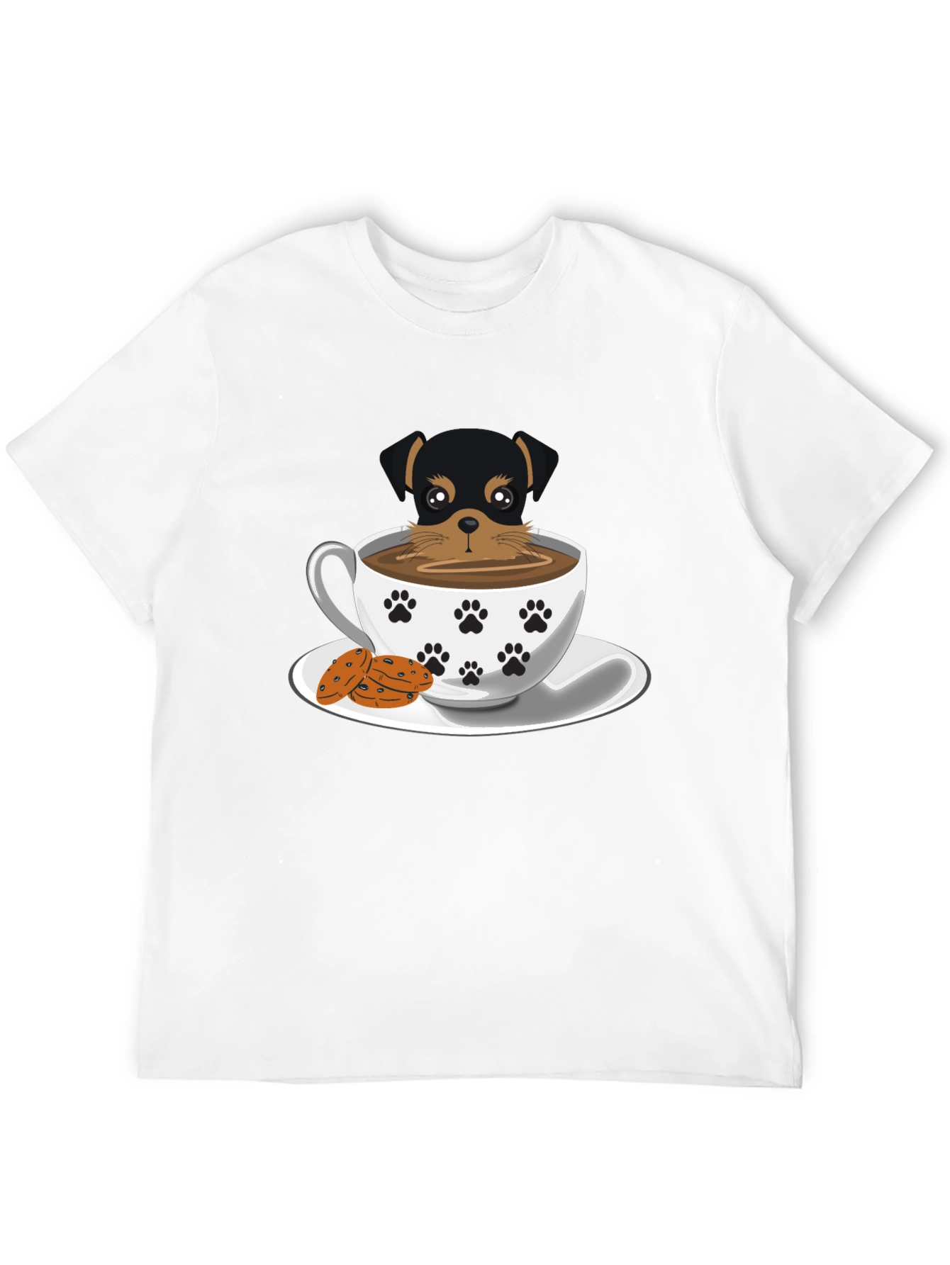 Cute Dog in Cup Tee - Unisex Black T-Shirt