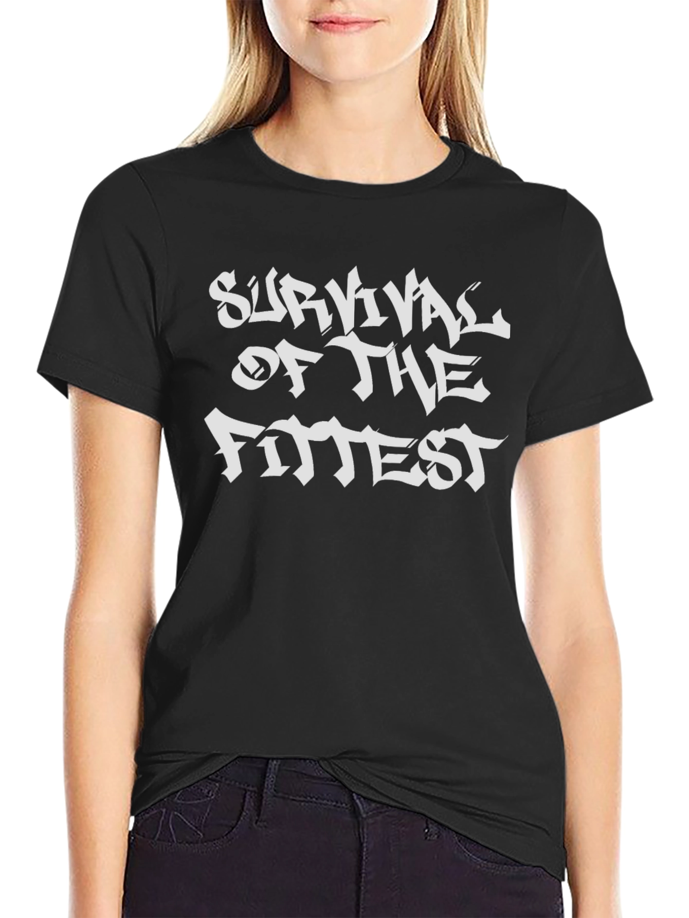 Survival of the Fittest Black Graphic Tee