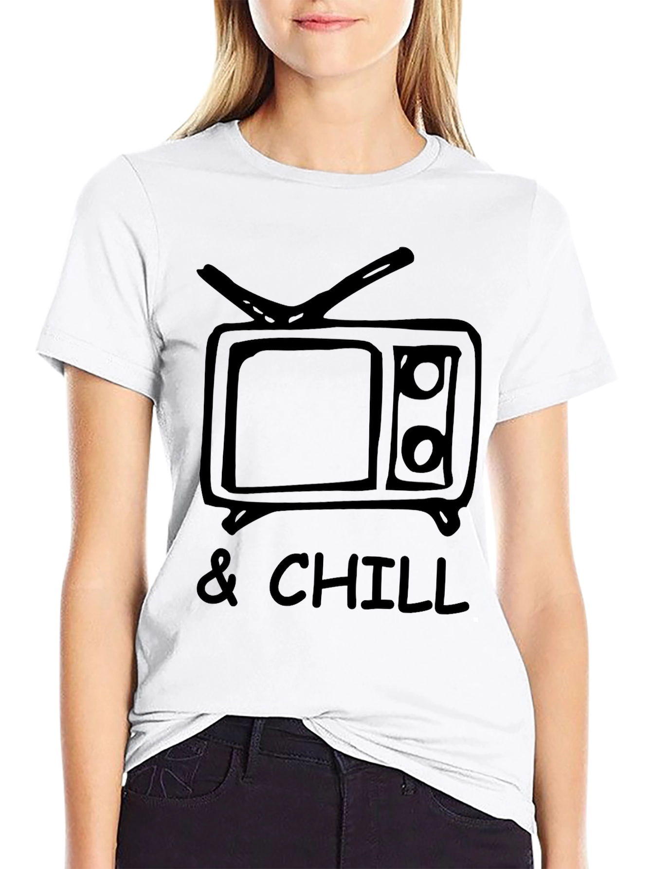 TV & Chill Black Graphic Tee