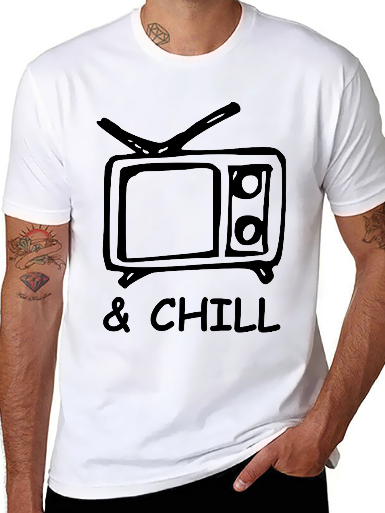 TV & Chill Black Graphic Tee
