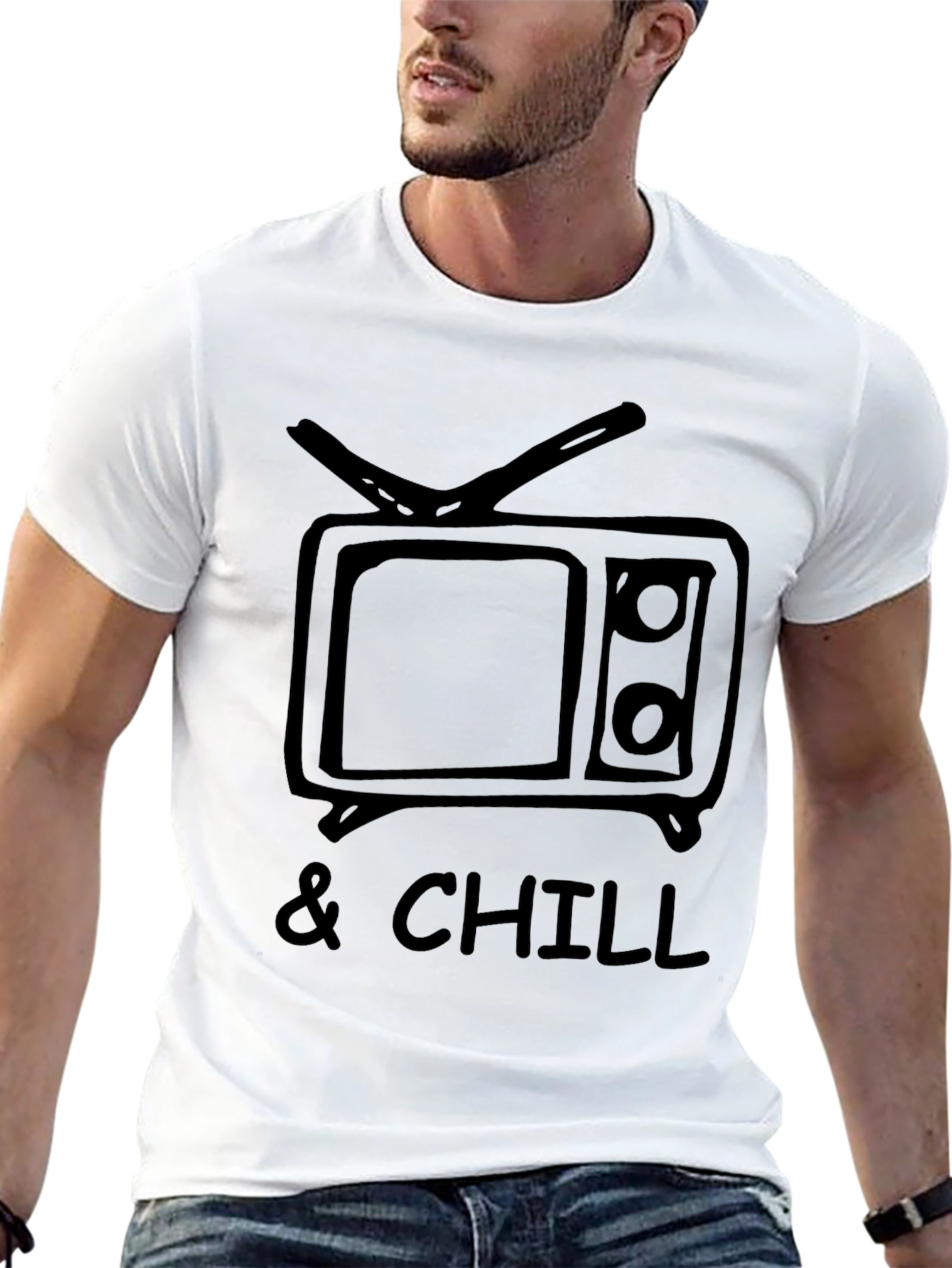 TV & Chill Black Graphic Tee