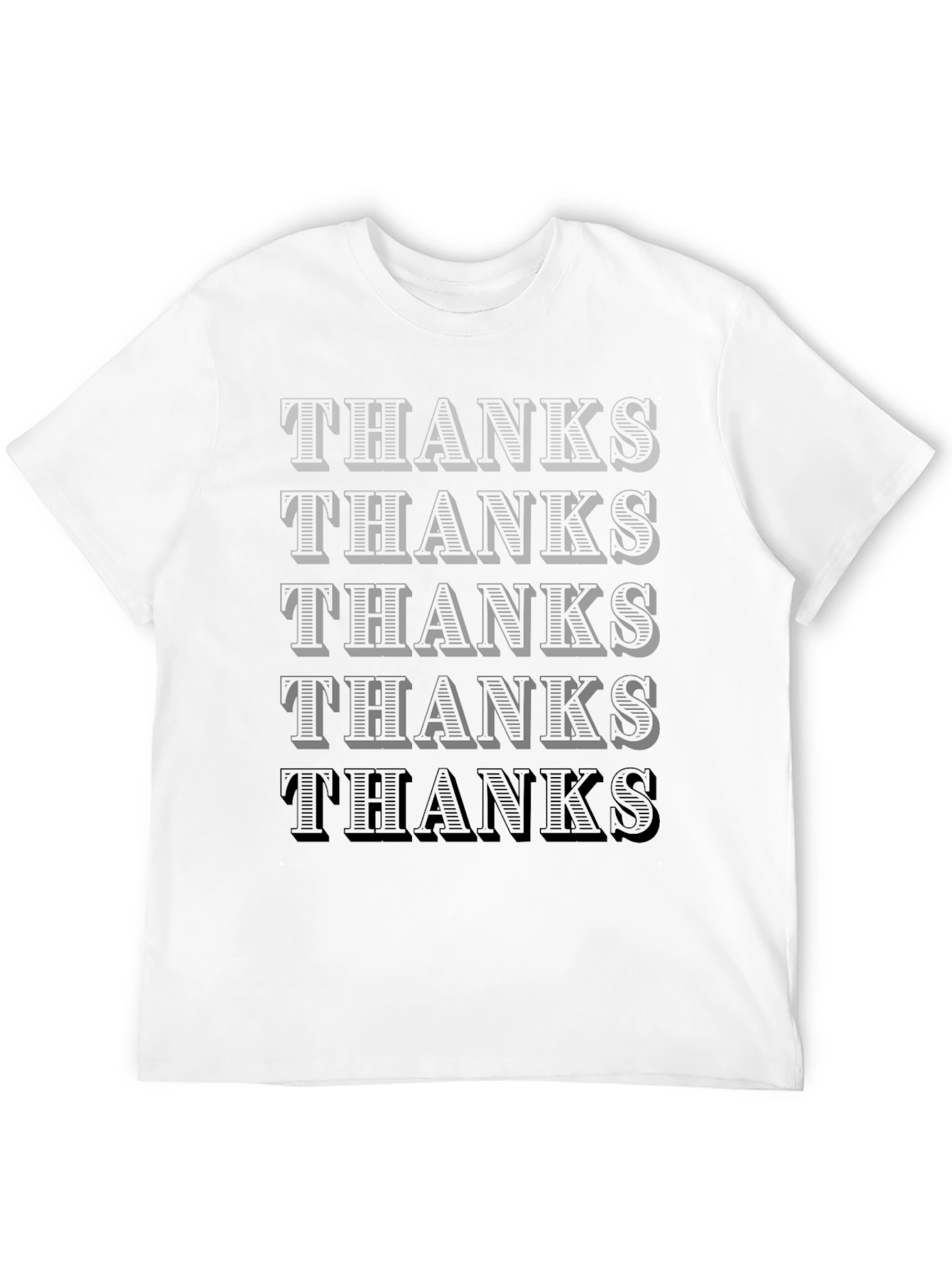 Mens Thanks Graphic Print Crew Neck T-Shirt