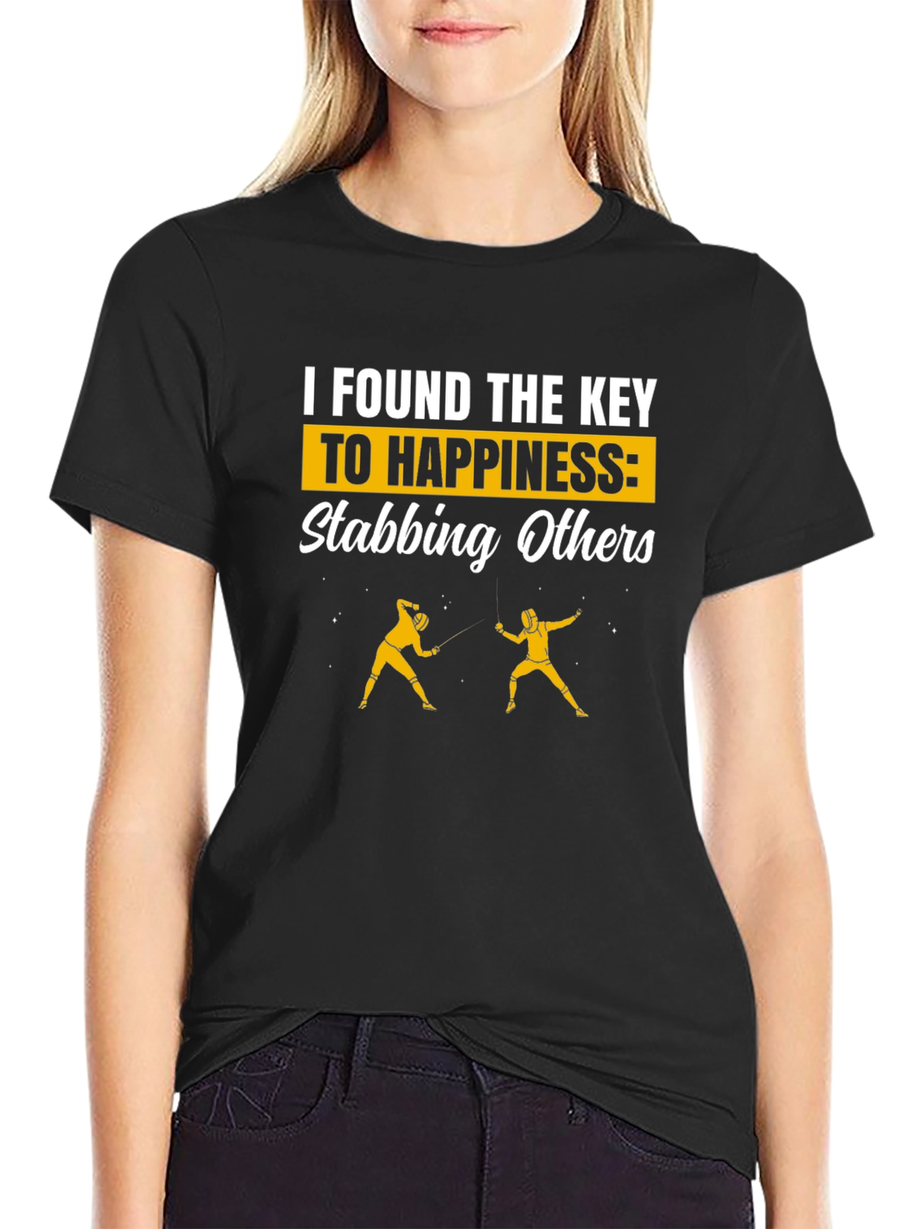 Funny Fencing T-Shirt - Key to Happiness