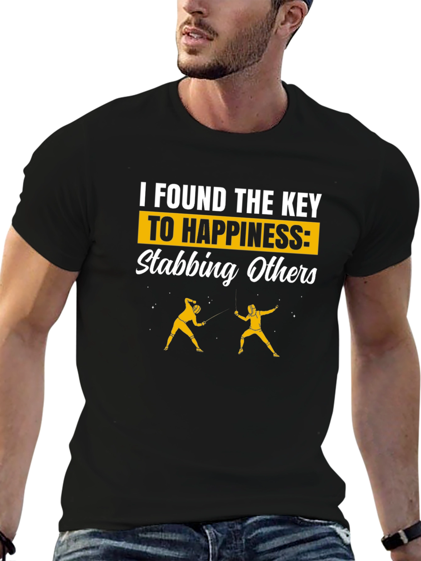 Funny Fencing T-Shirt - Key to Happiness