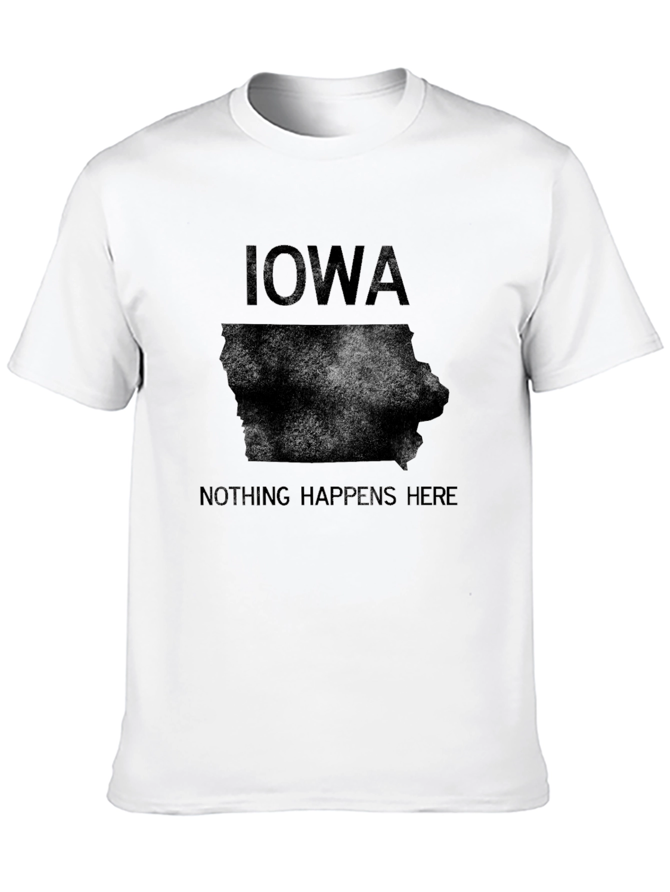 Iowa Nothing Happens Here Black Graphic Tee