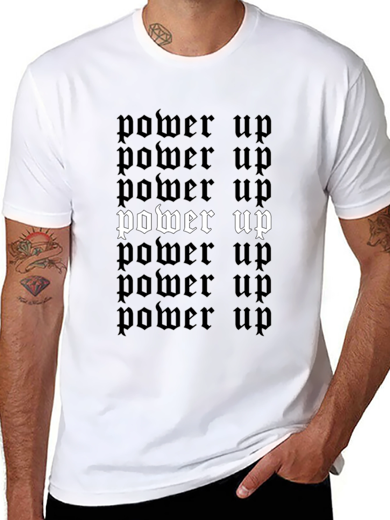 Power Up Graphic Tee - Trendy Black T-Shirt