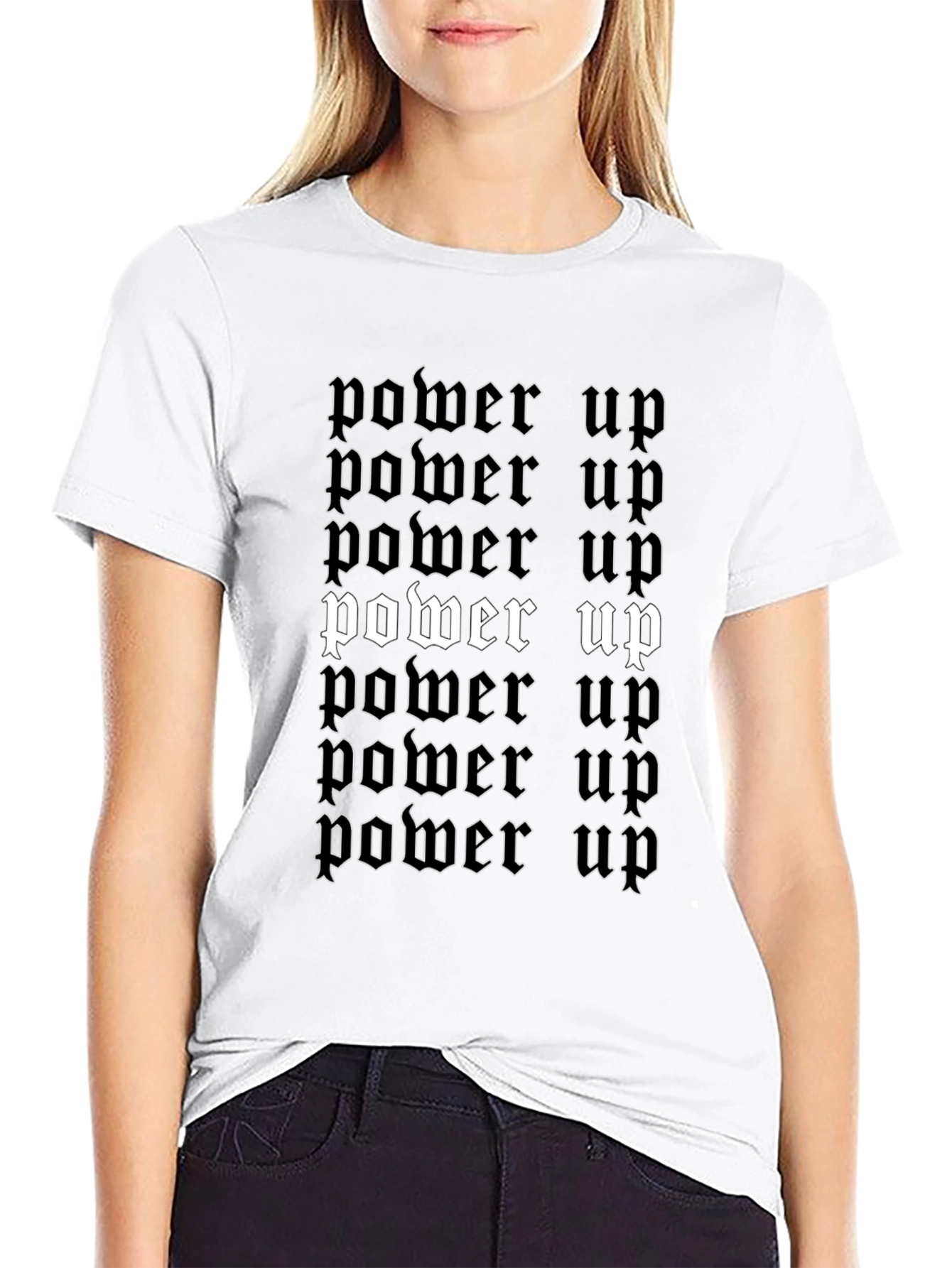Power Up Graphic Tee - Trendy Black T-Shirt