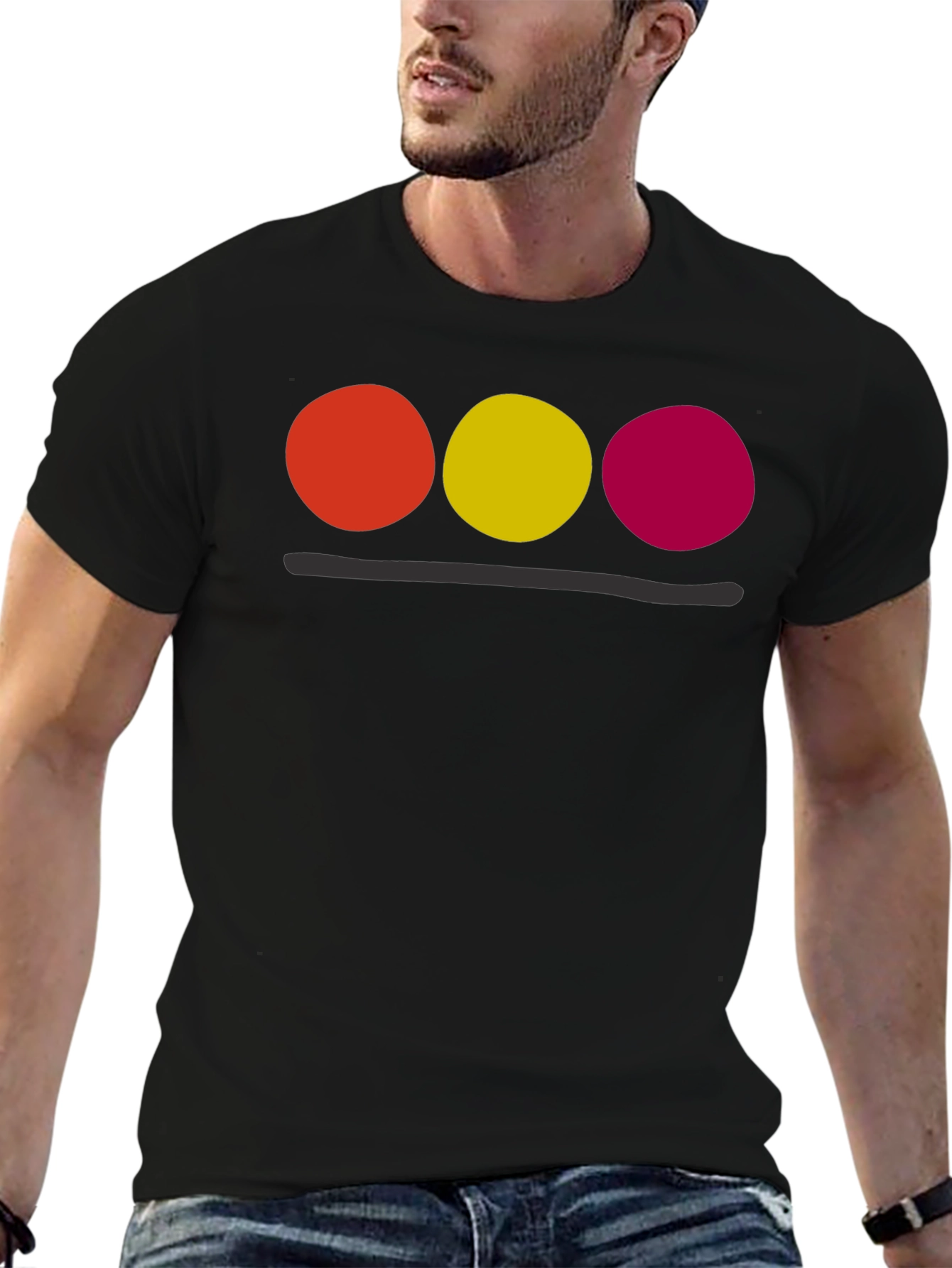 Minimalist Circle Design Black T-Shirt