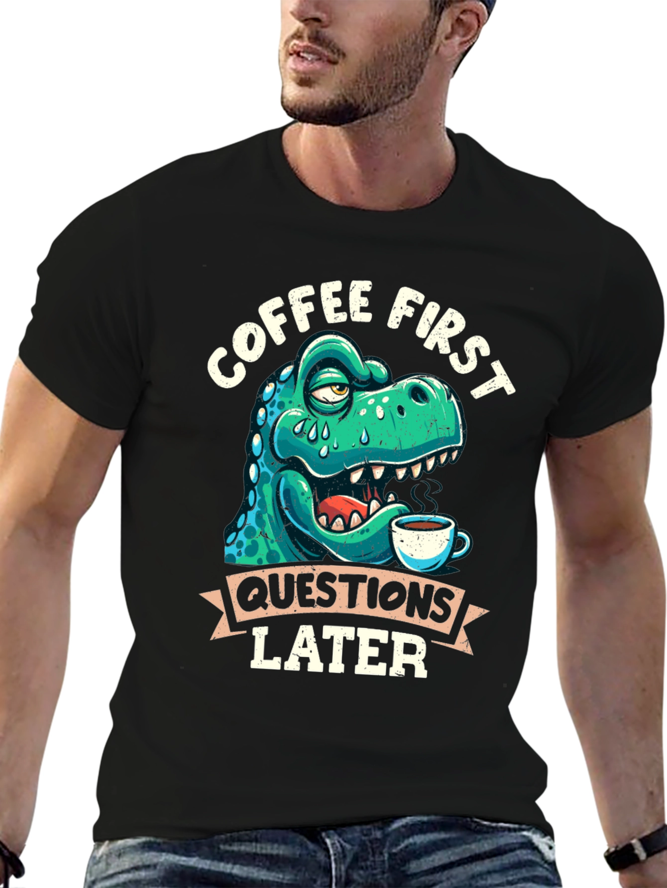 Coffee First Dinosaur T-Shirt