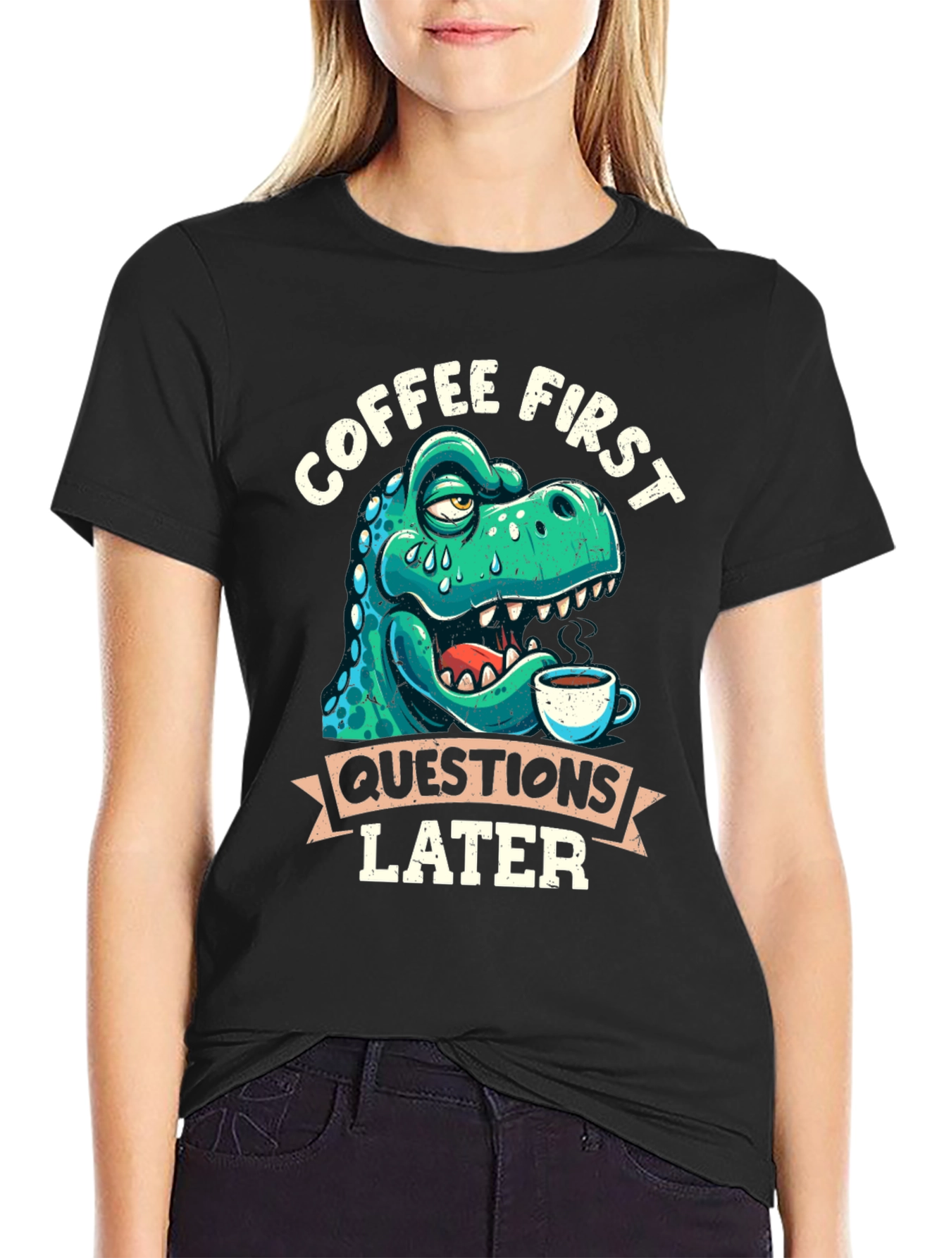 Coffee First Dinosaur T-Shirt