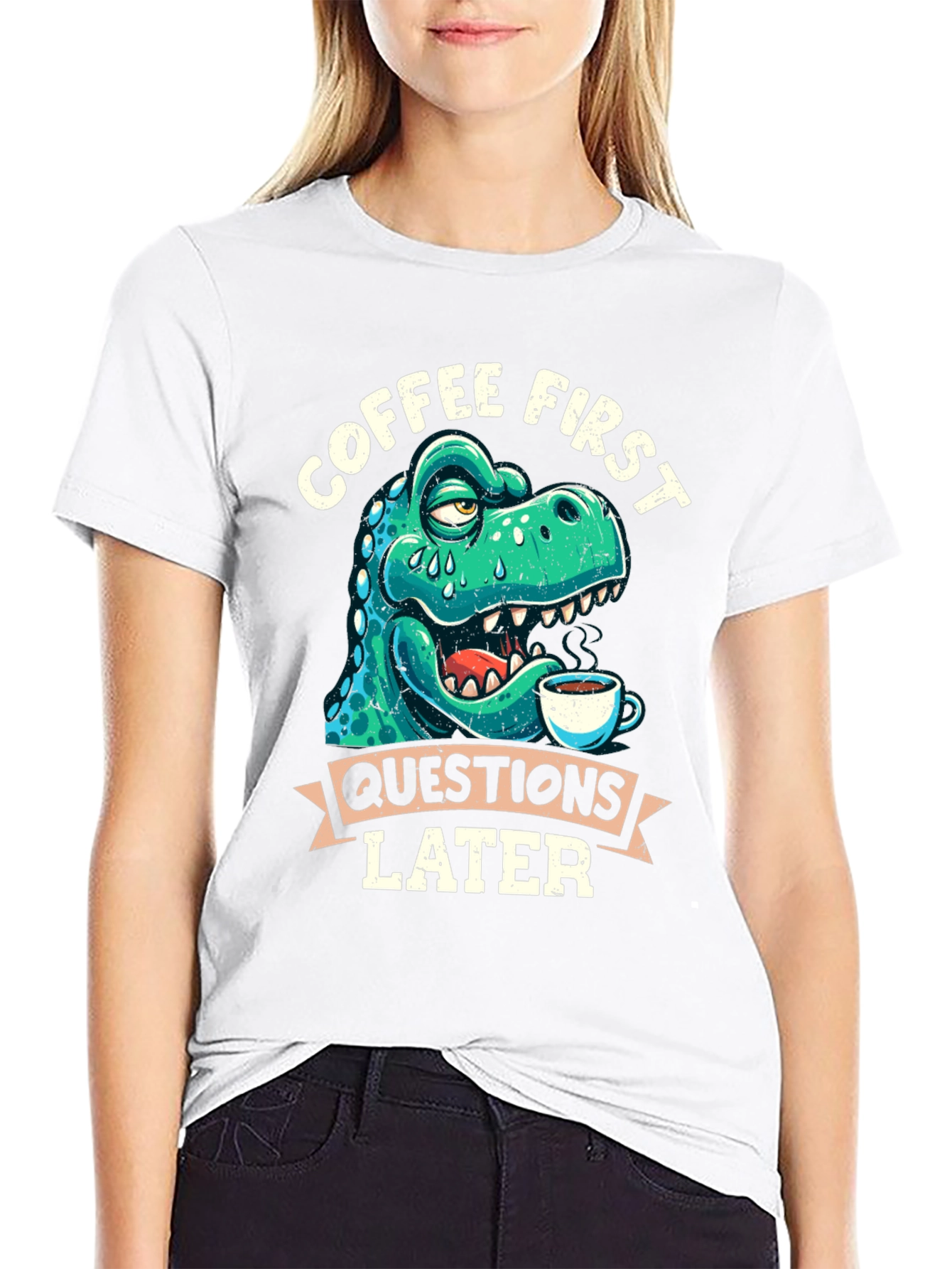 Coffee First Dinosaur T-Shirt