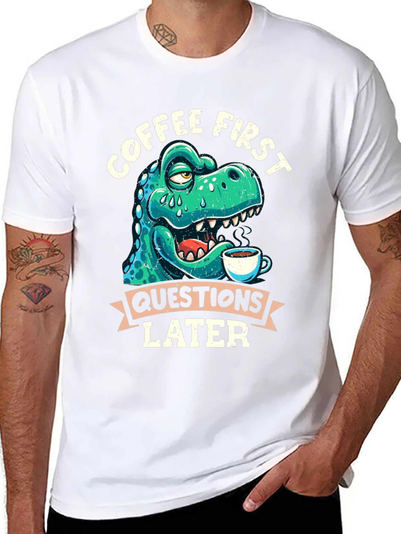 Coffee First Dinosaur T-Shirt