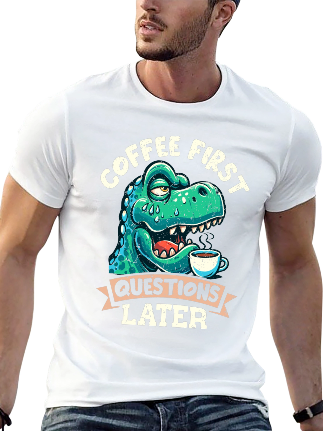 Coffee First Dinosaur T-Shirt