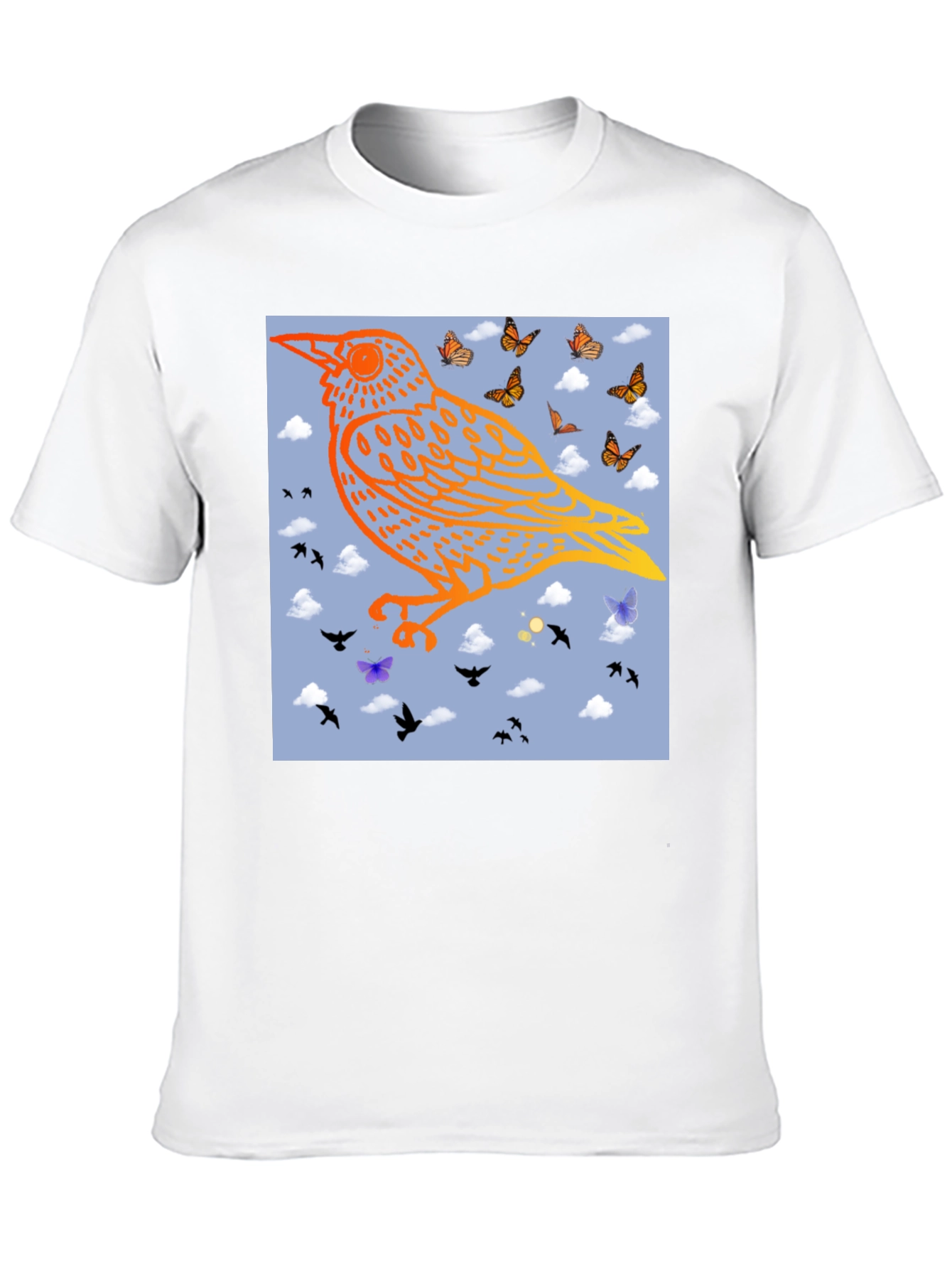 Bird & Butterfly Graphic Black Tee