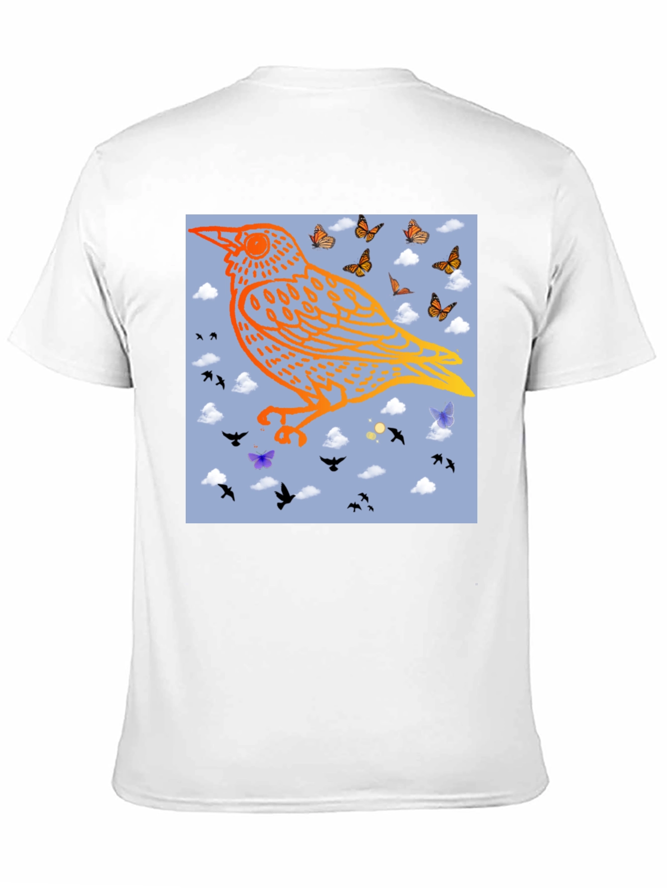 Bird & Butterfly Graphic Black Tee