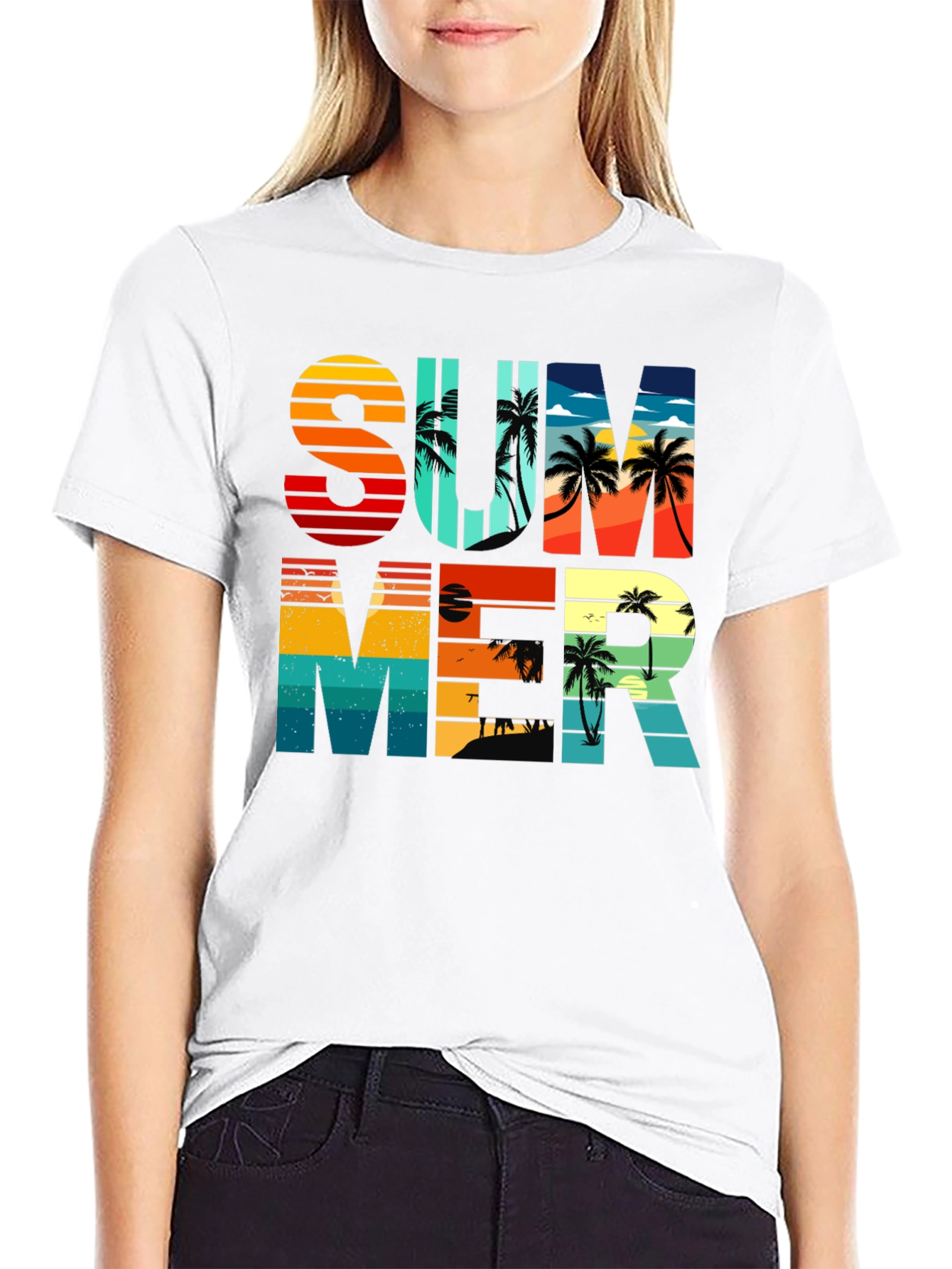 Summer Graphic T-Shirt - Retro Palm Tree Design