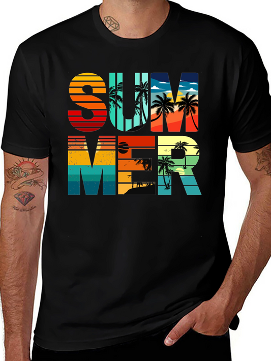 Summer Graphic T-Shirt - Retro Palm Tree Design