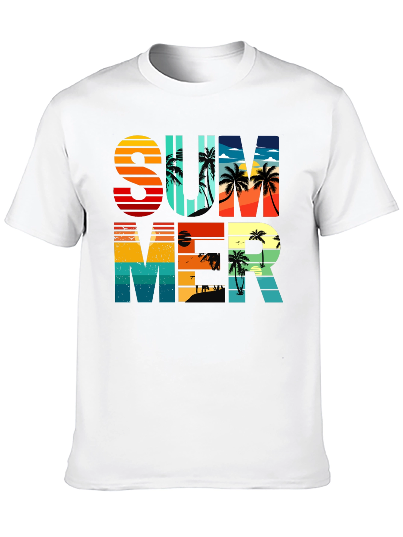 Summer Graphic T-Shirt - Retro Palm Tree Design