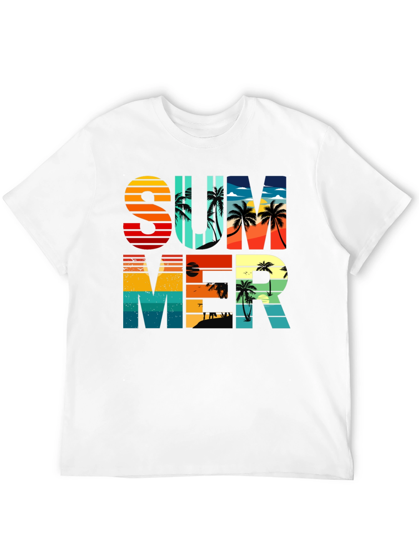 Summer Graphic T-Shirt - Retro Palm Tree Design