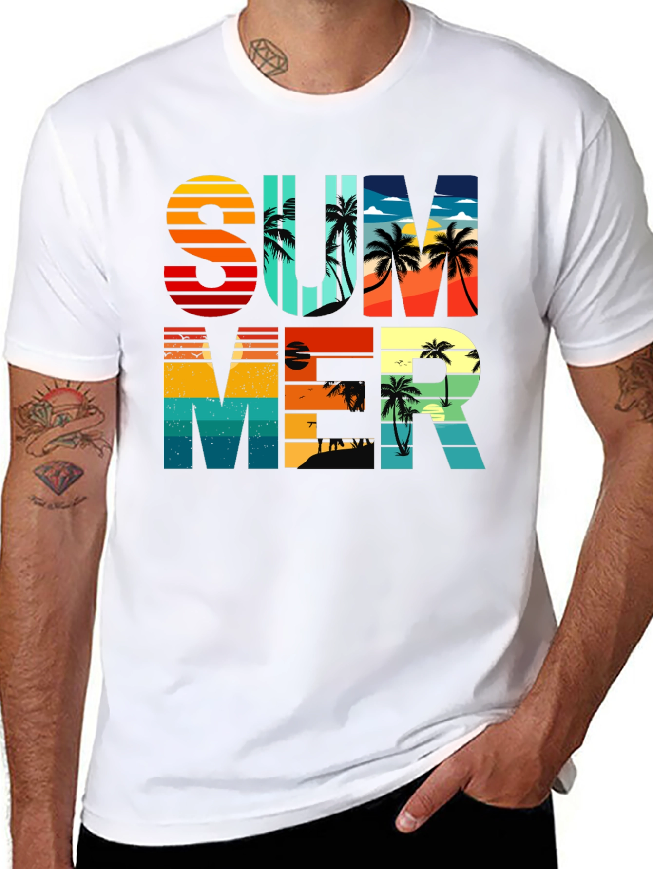 Summer Graphic T-Shirt - Retro Palm Tree Design