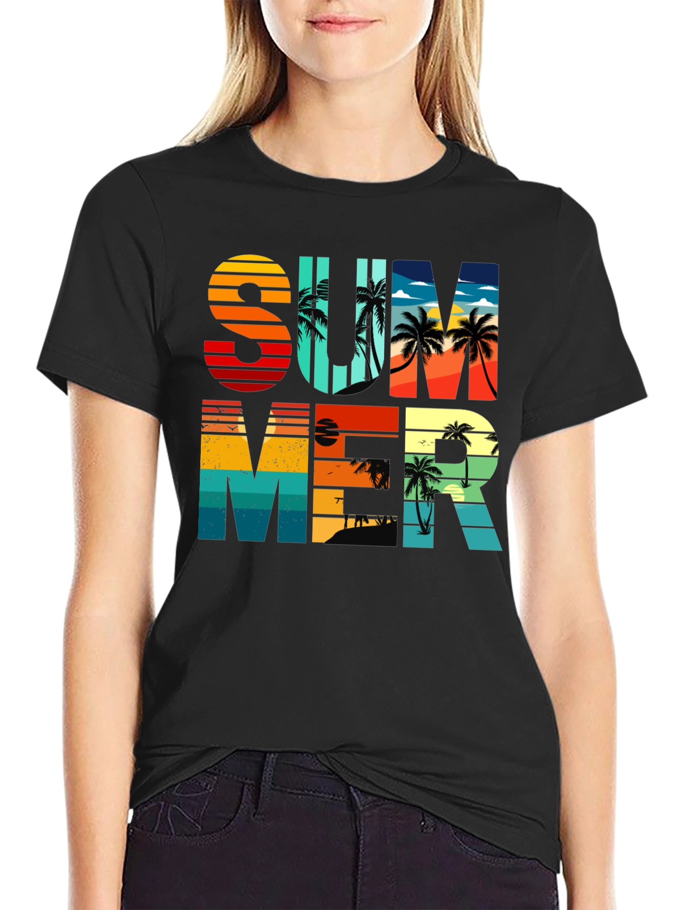 Summer Graphic T-Shirt - Retro Palm Tree Design