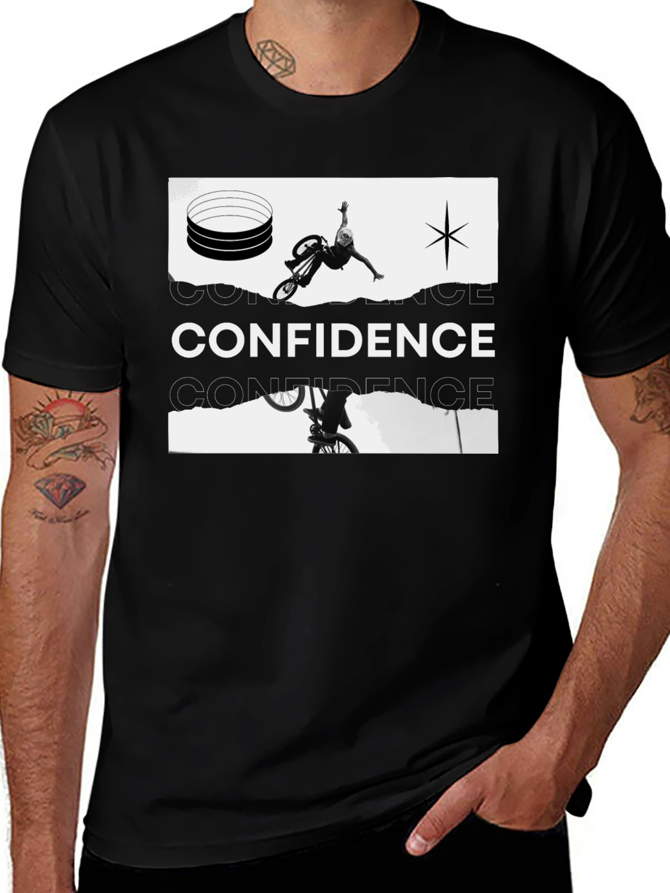 Confidence Graphic Print Black Tee