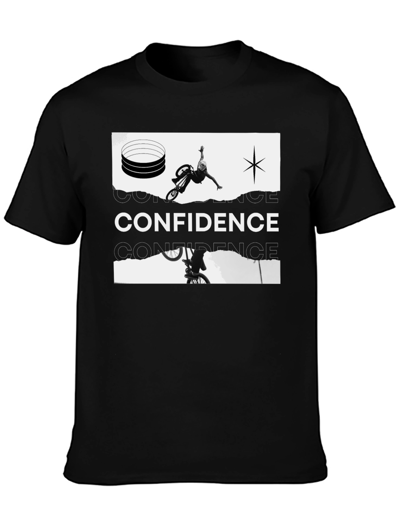 Confidence Graphic Print Black Tee