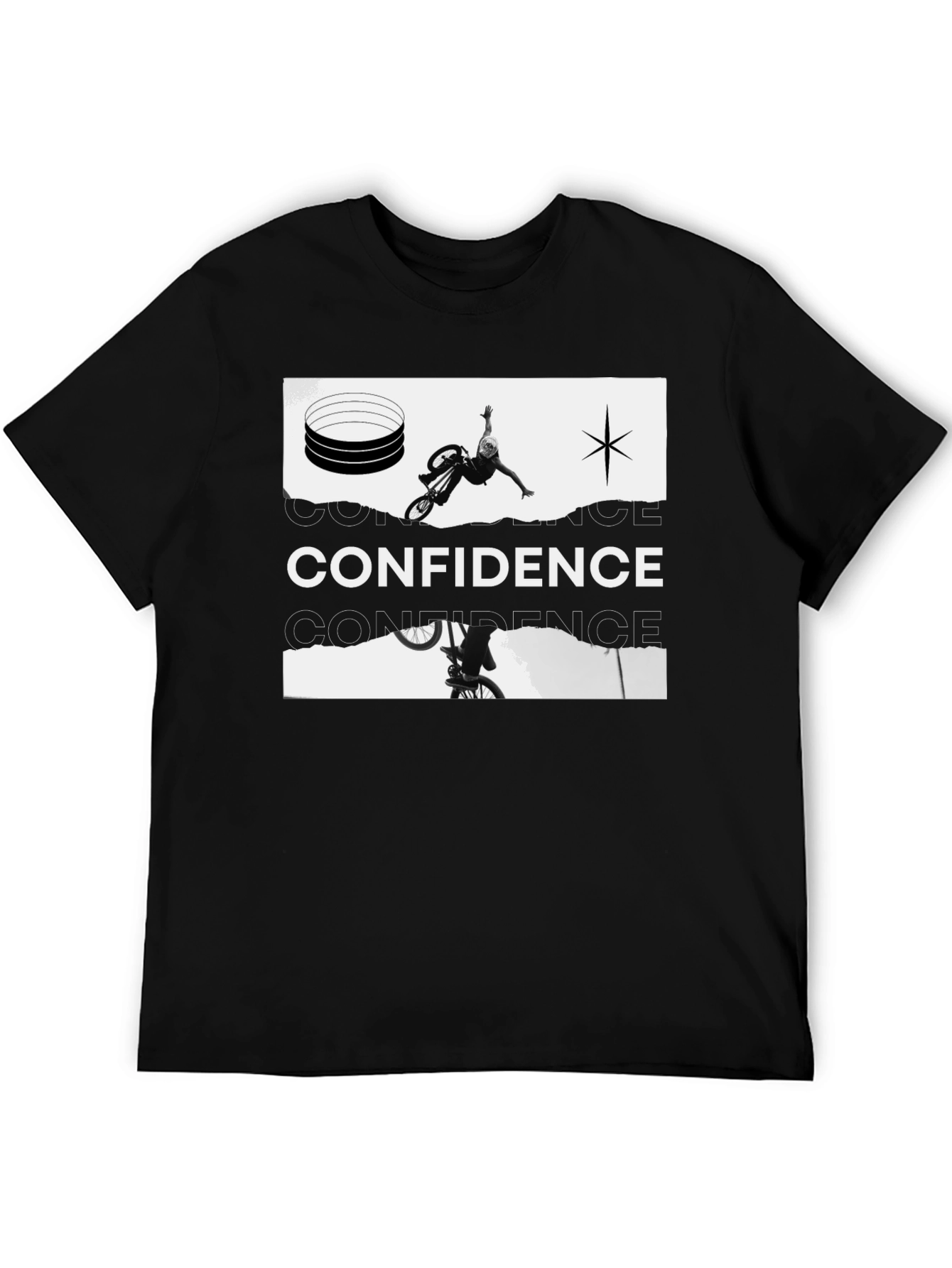 Confidence Graphic Print Black Tee