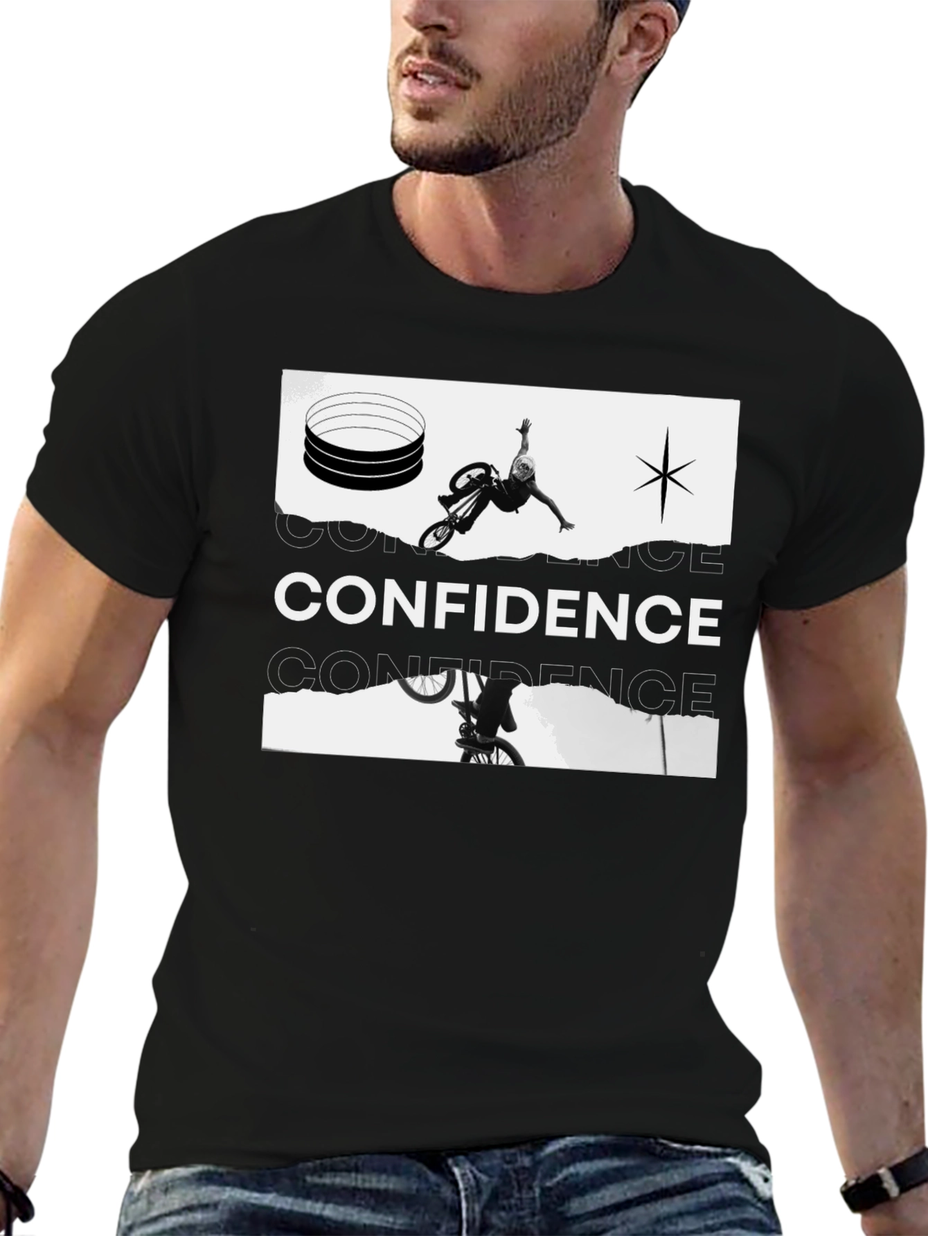 Confidence Graphic Print Black Tee