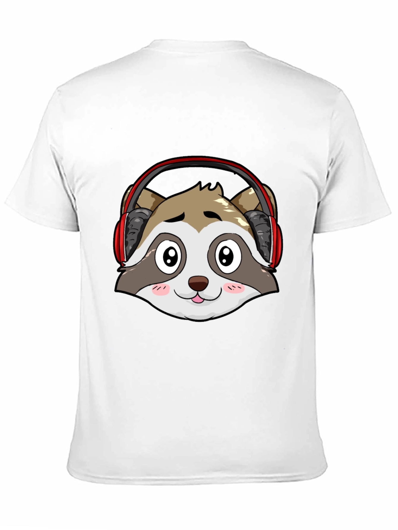 Cool Raccoon Headphone Graphic Black T-Shirt