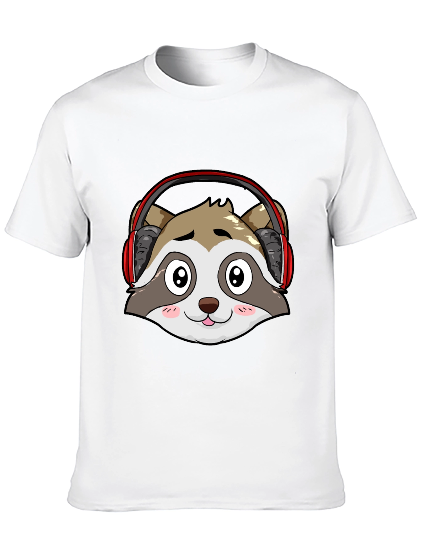 Cool Raccoon Headphone Graphic Black T-Shirt