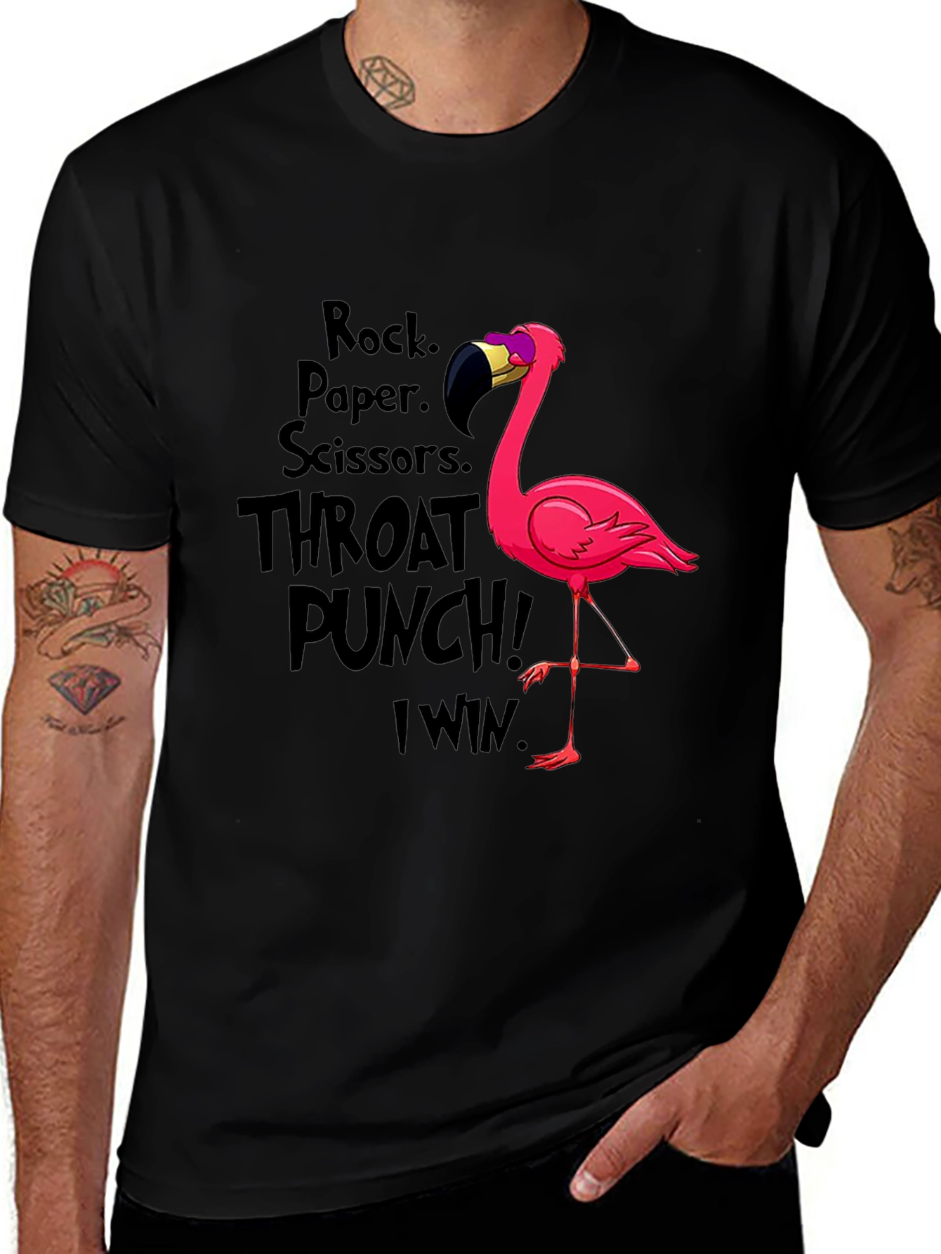 Rock Paper Scissors Flamingo T-Shirt