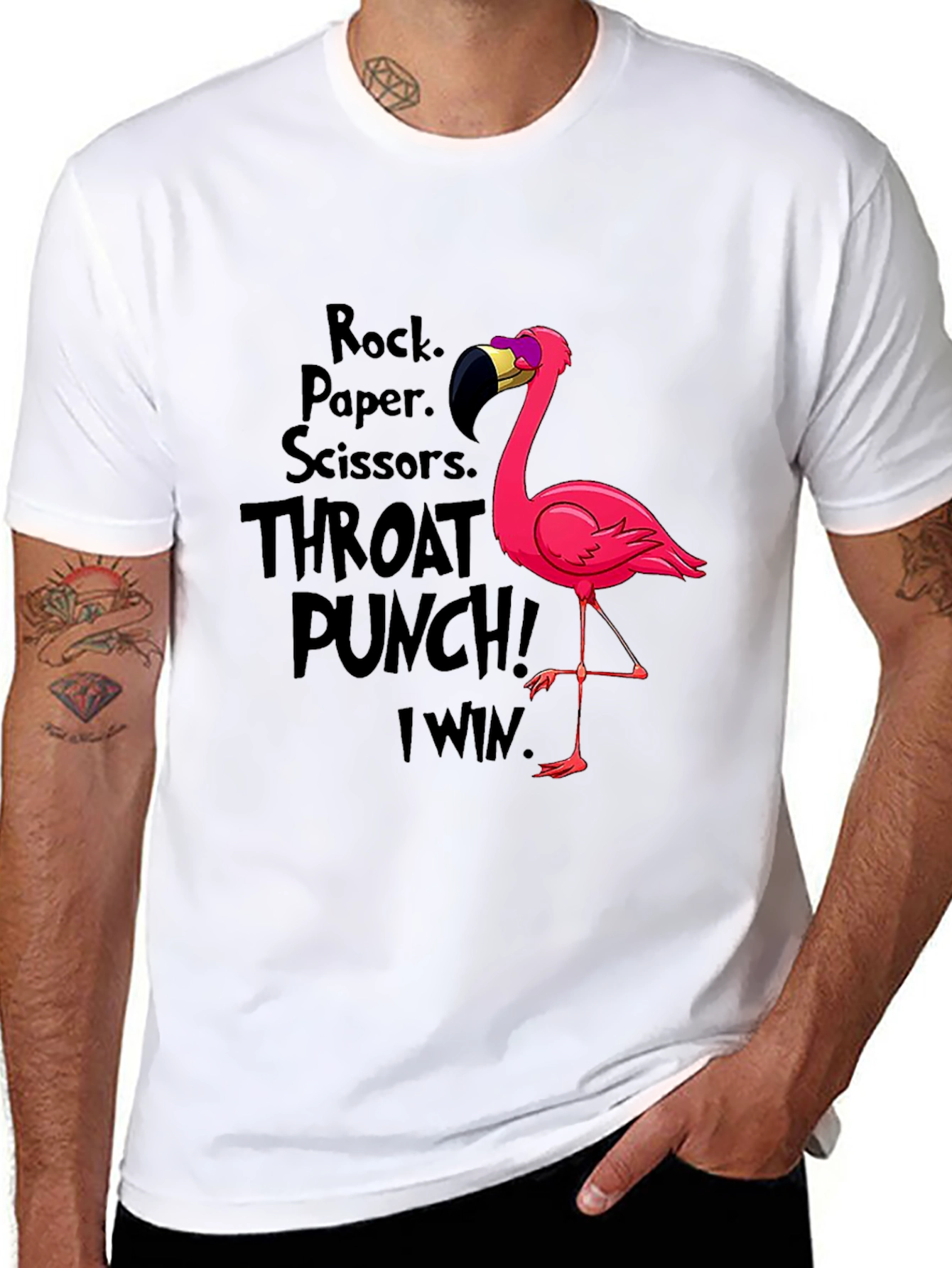 Rock Paper Scissors Flamingo T-Shirt
