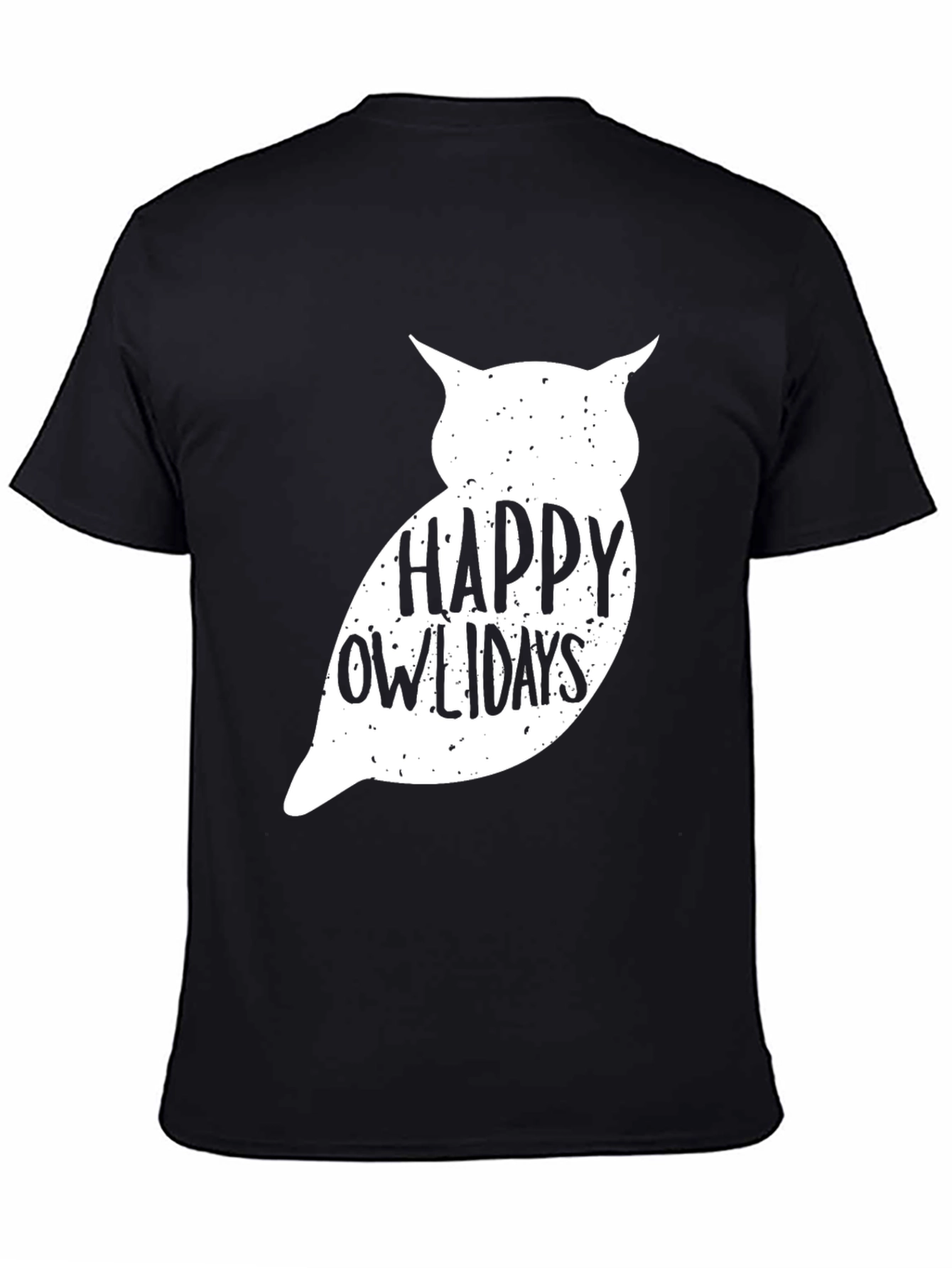 Happy Owlidays Graphic Tee - Soft Black Cotton