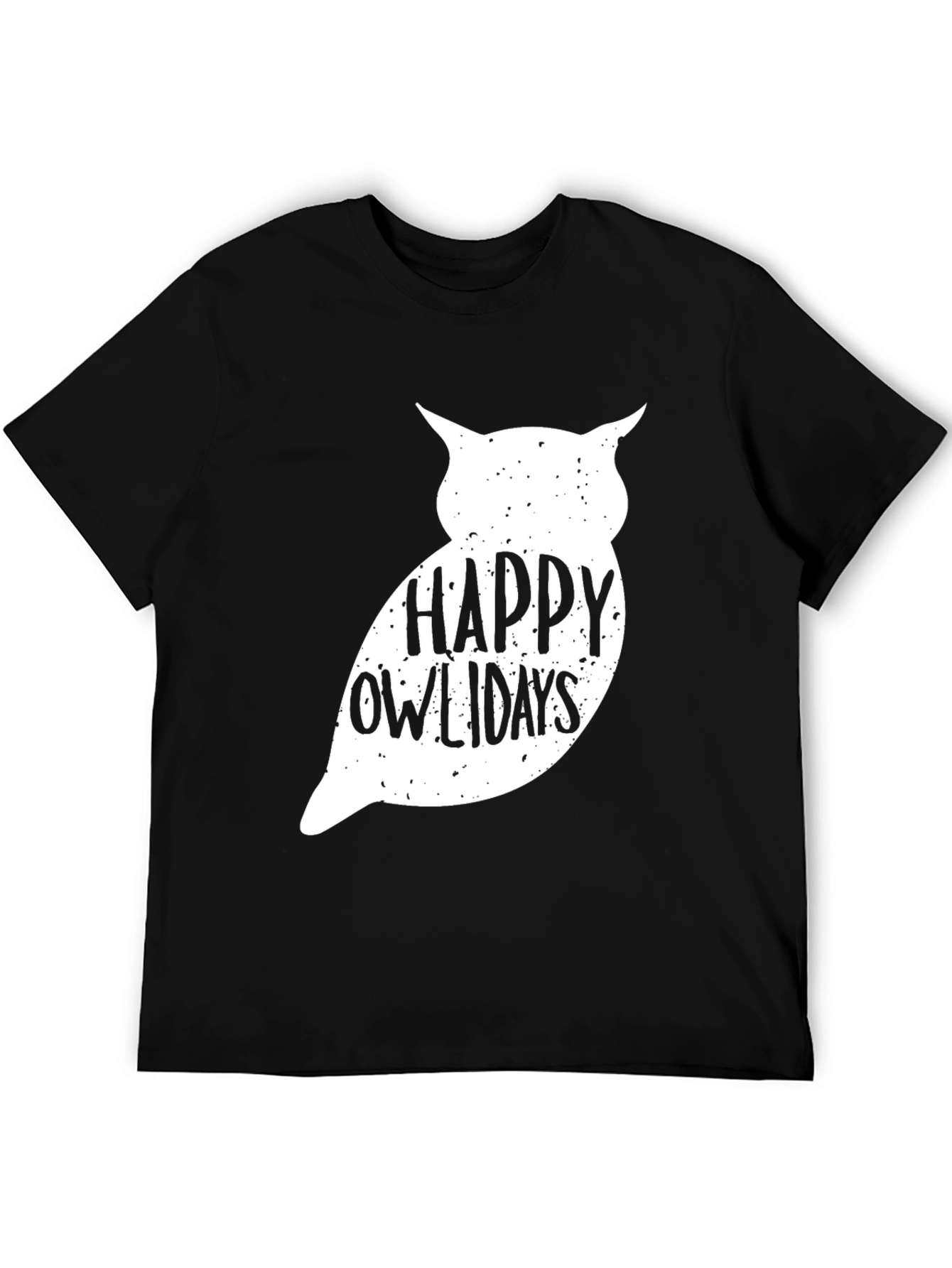 Happy Owlidays Graphic Tee - Soft Black Cotton