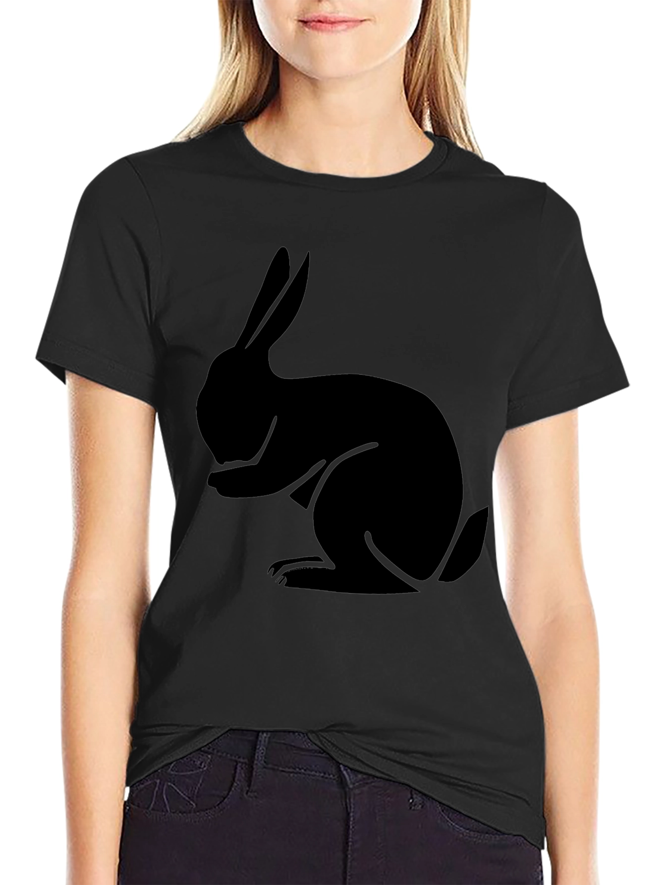 Black Rabbit Graphic Tee - Soft Cotton Casual Shirt