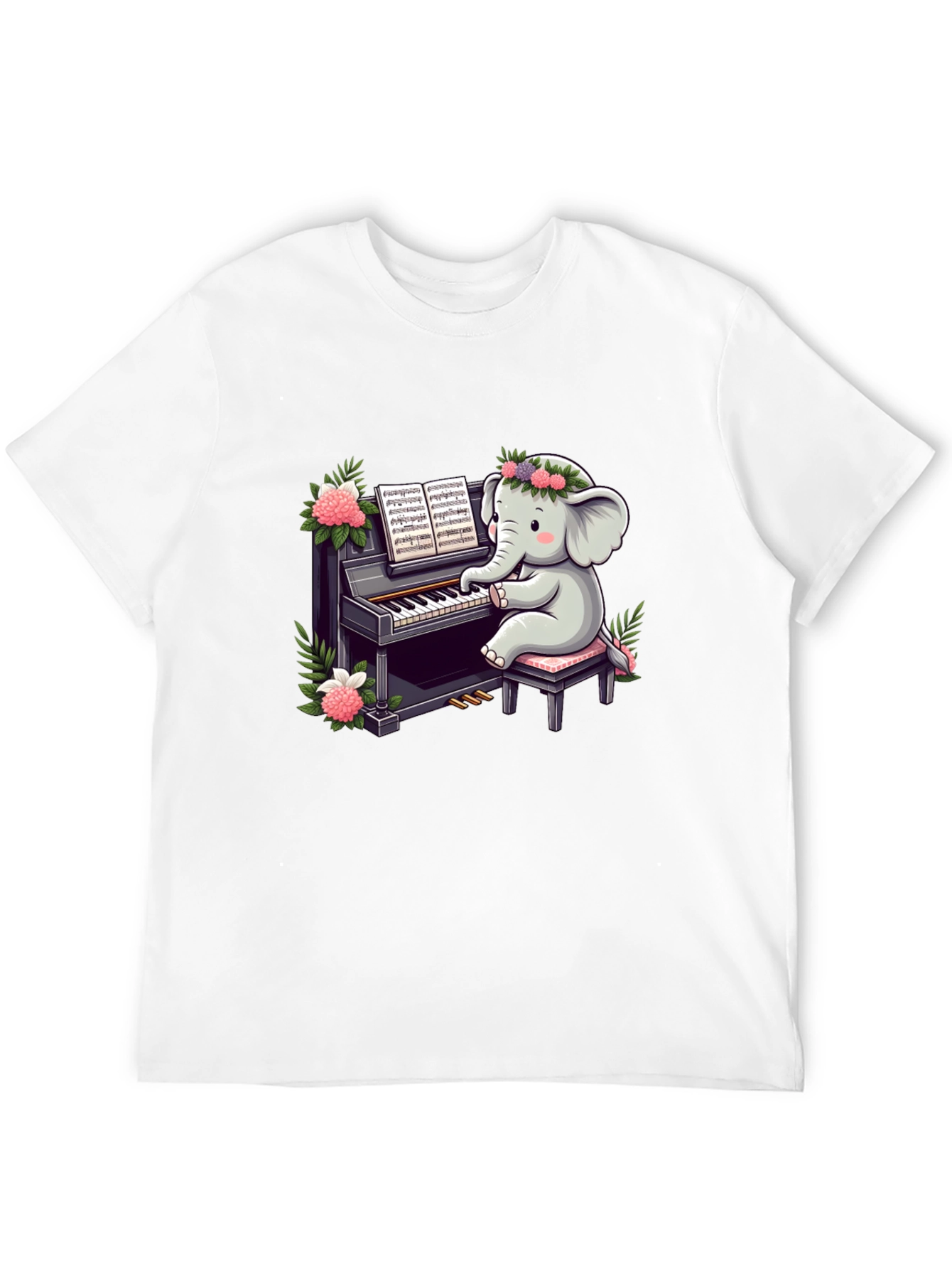 Cute Elephant Piano Player Graphic Tee