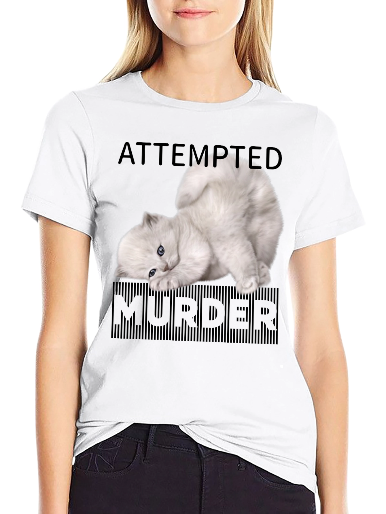 Attempted Murder Kitten T-Shirt - Funny Cat Lover Tee