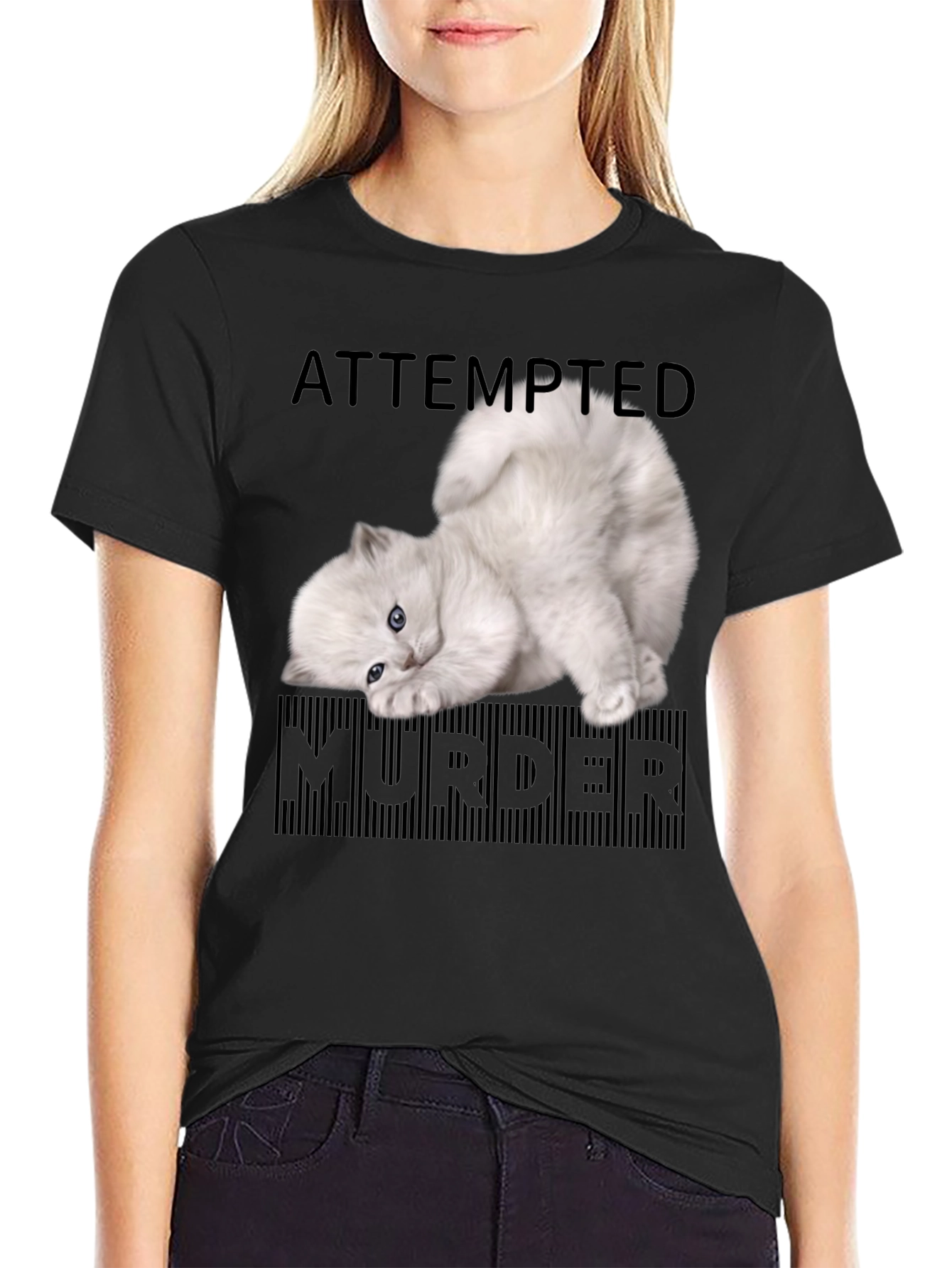 Attempted Murder Kitten T-Shirt - Funny Cat Lover Tee