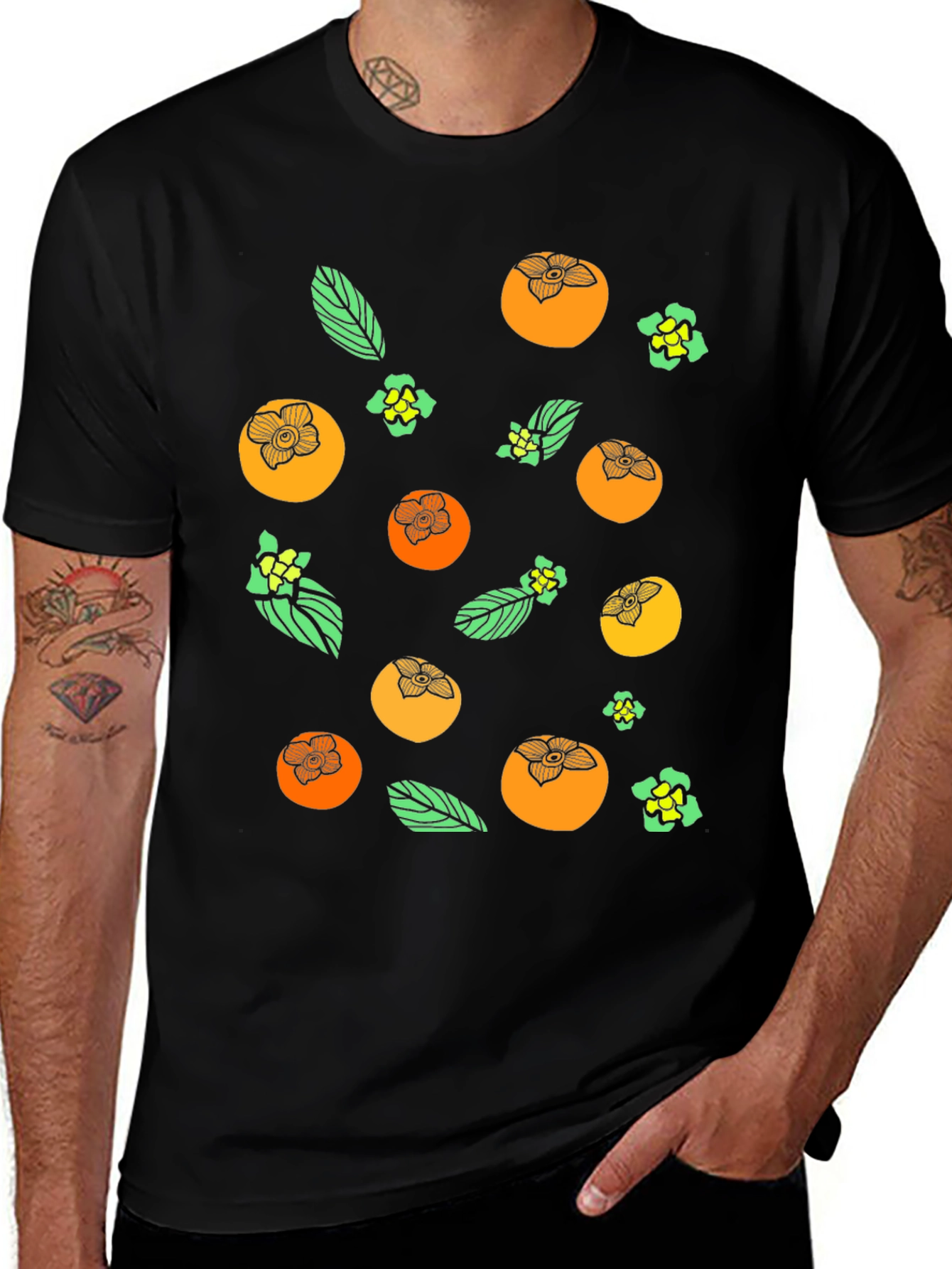 Persimmon Pattern Black T-Shirt