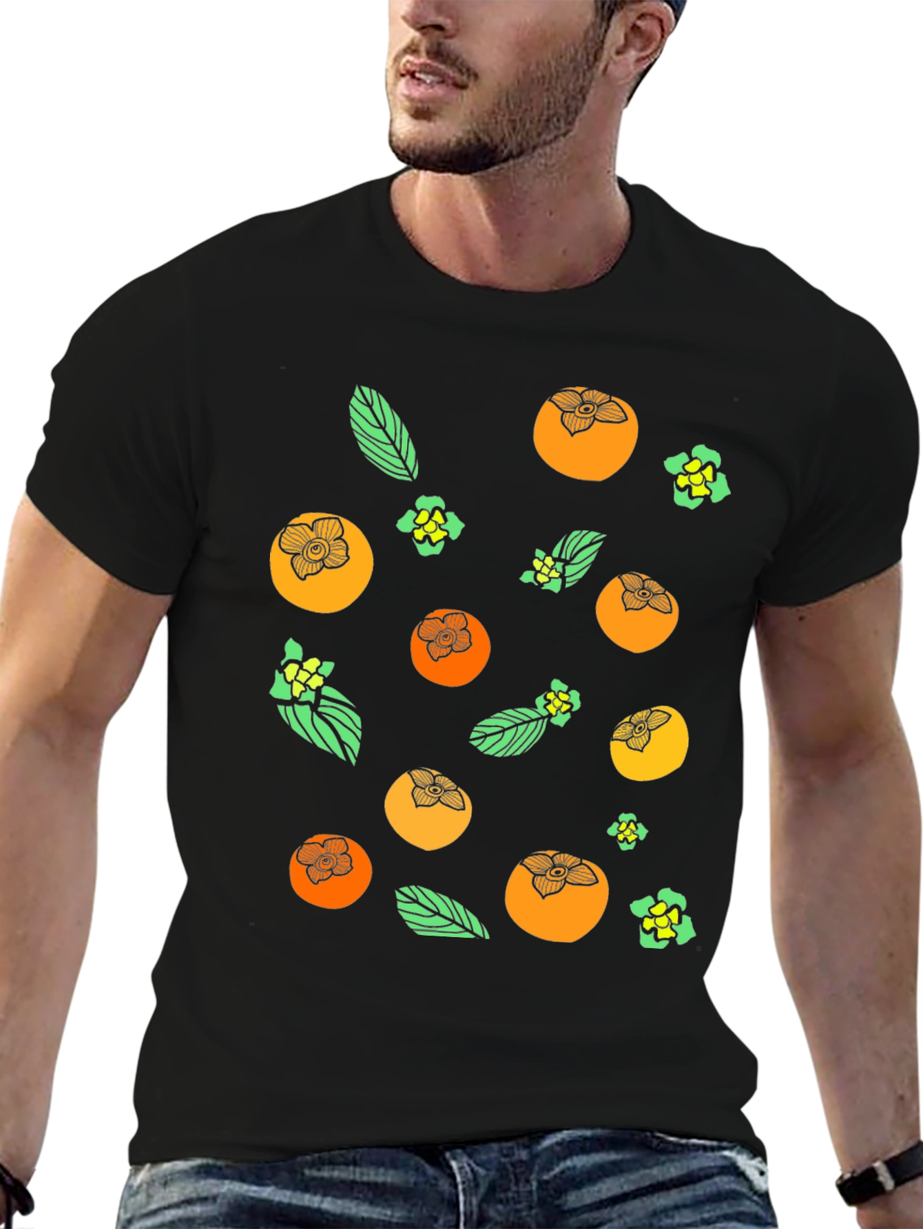 Persimmon Pattern Black T-Shirt