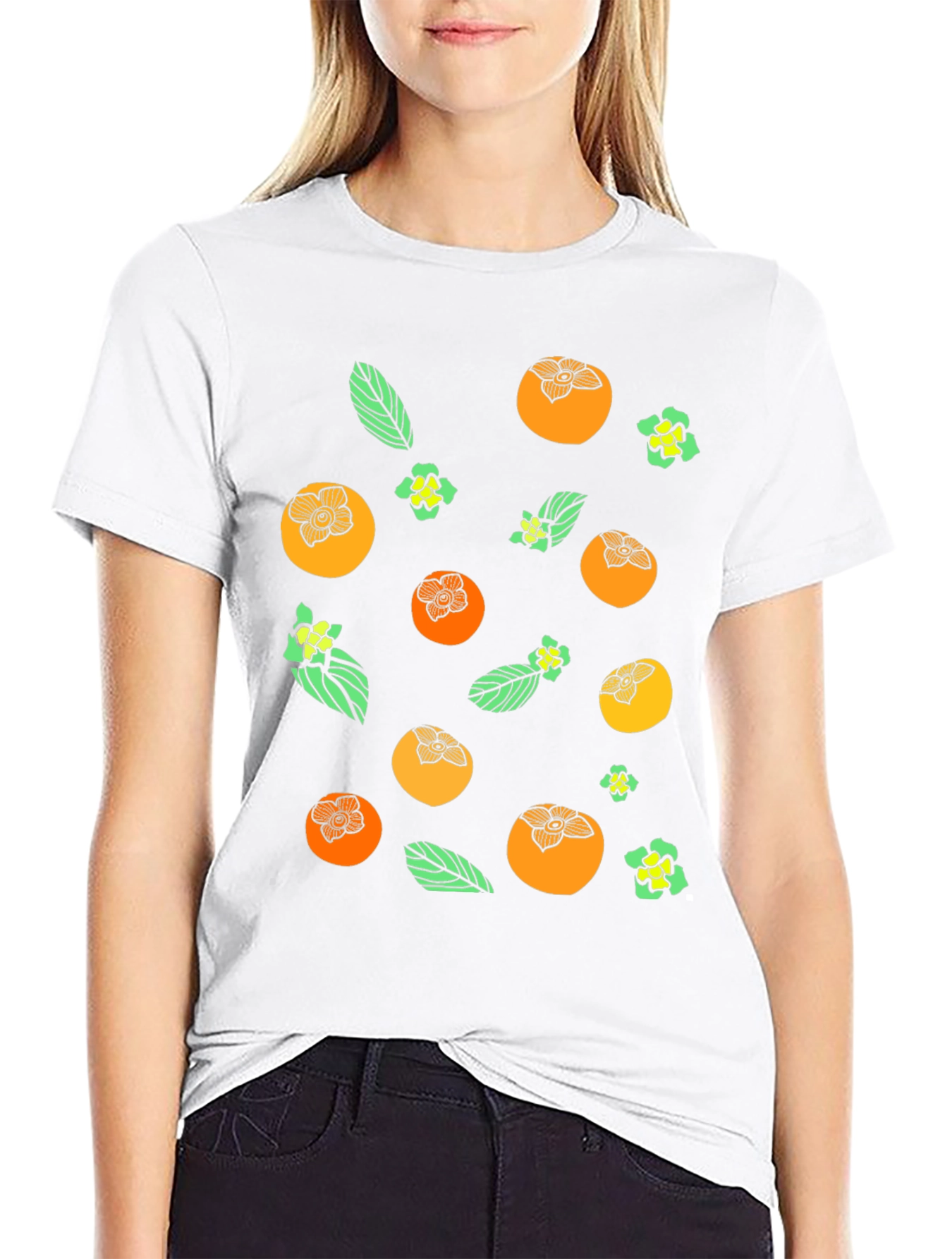 Persimmon Pattern Black T-Shirt