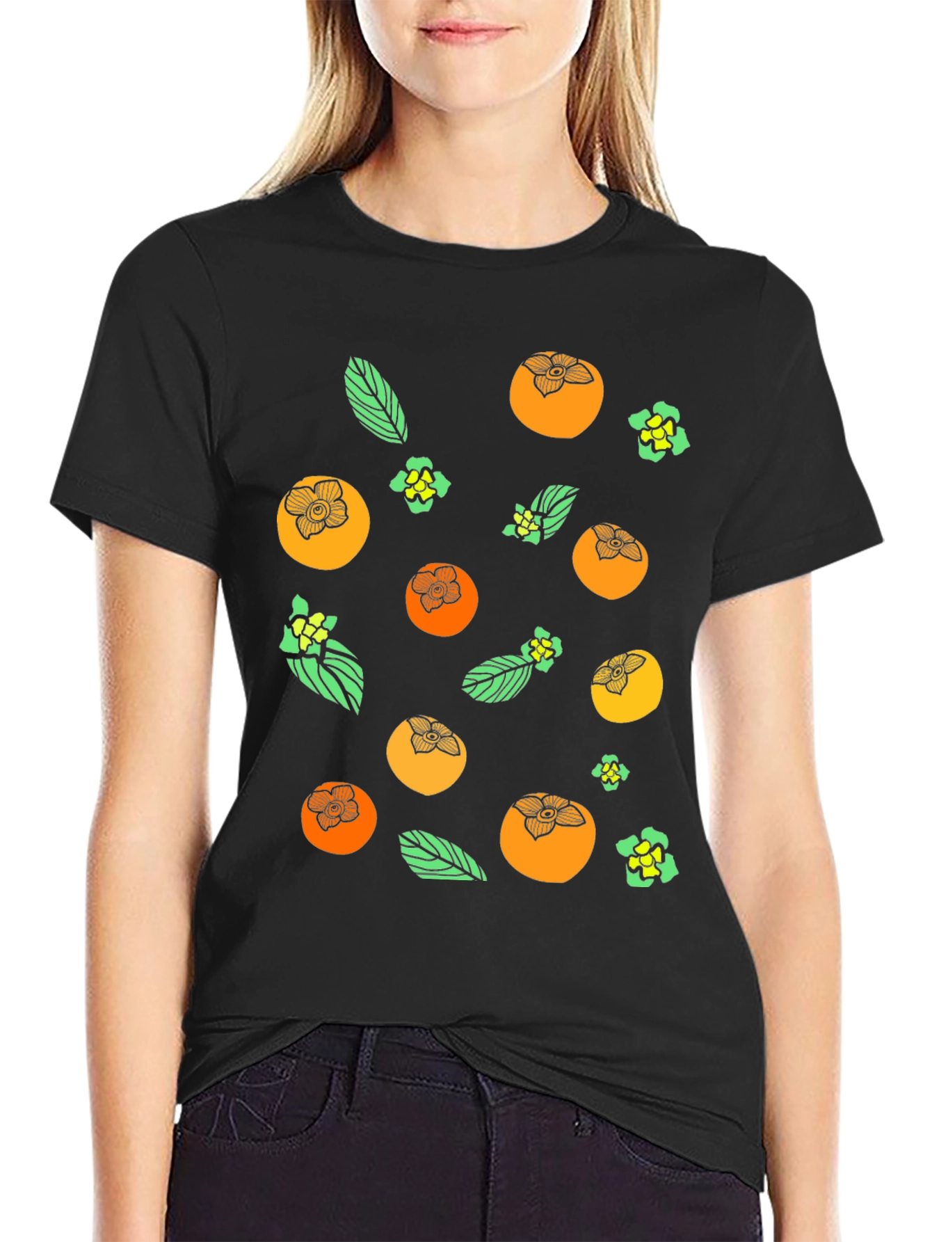 Persimmon Pattern Black T-Shirt