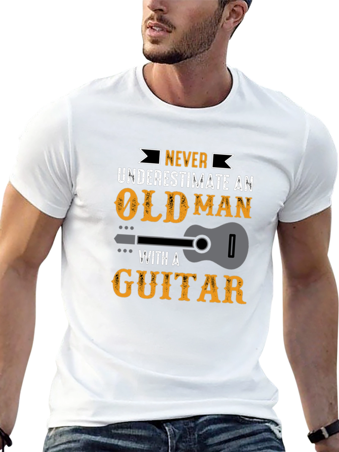 Never Underestimate Old Man Guitar T-Shirt