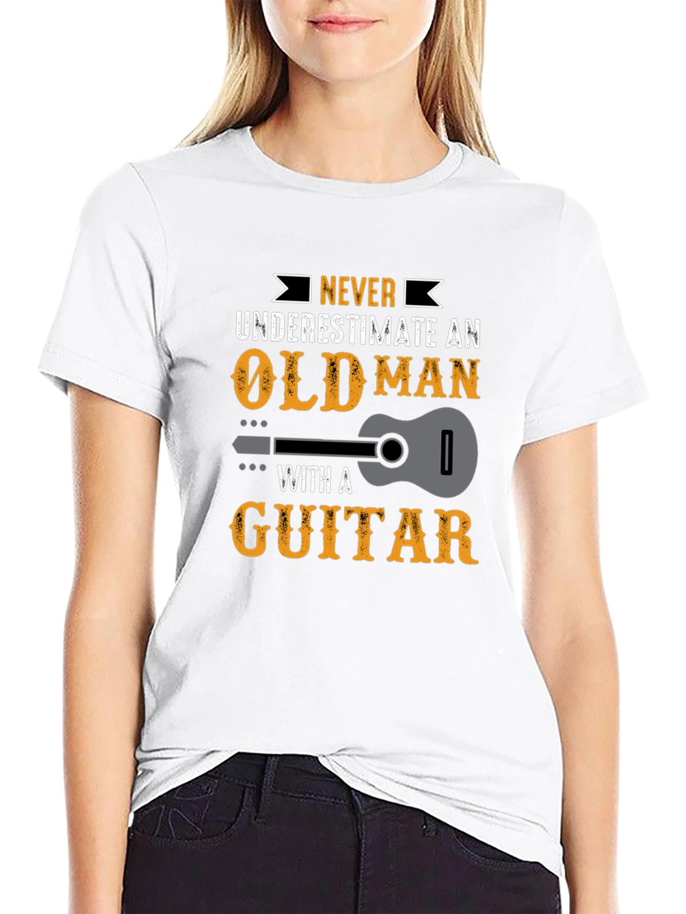 Never Underestimate Old Man Guitar T-Shirt