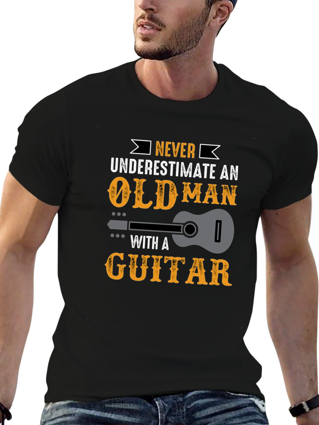 Never Underestimate Old Man Guitar T-Shirt