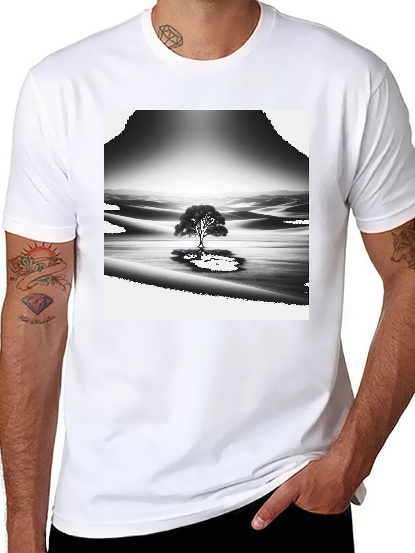 Monochrome Desert Tree Graphic Tee